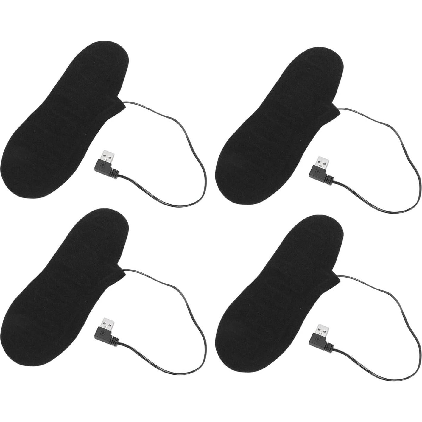 Heated Socks for Men Women, 4 Pcs Electric Heated Insoles Foot Warmers USB Rechargeable High Temperature for Winter Outdoor Activities