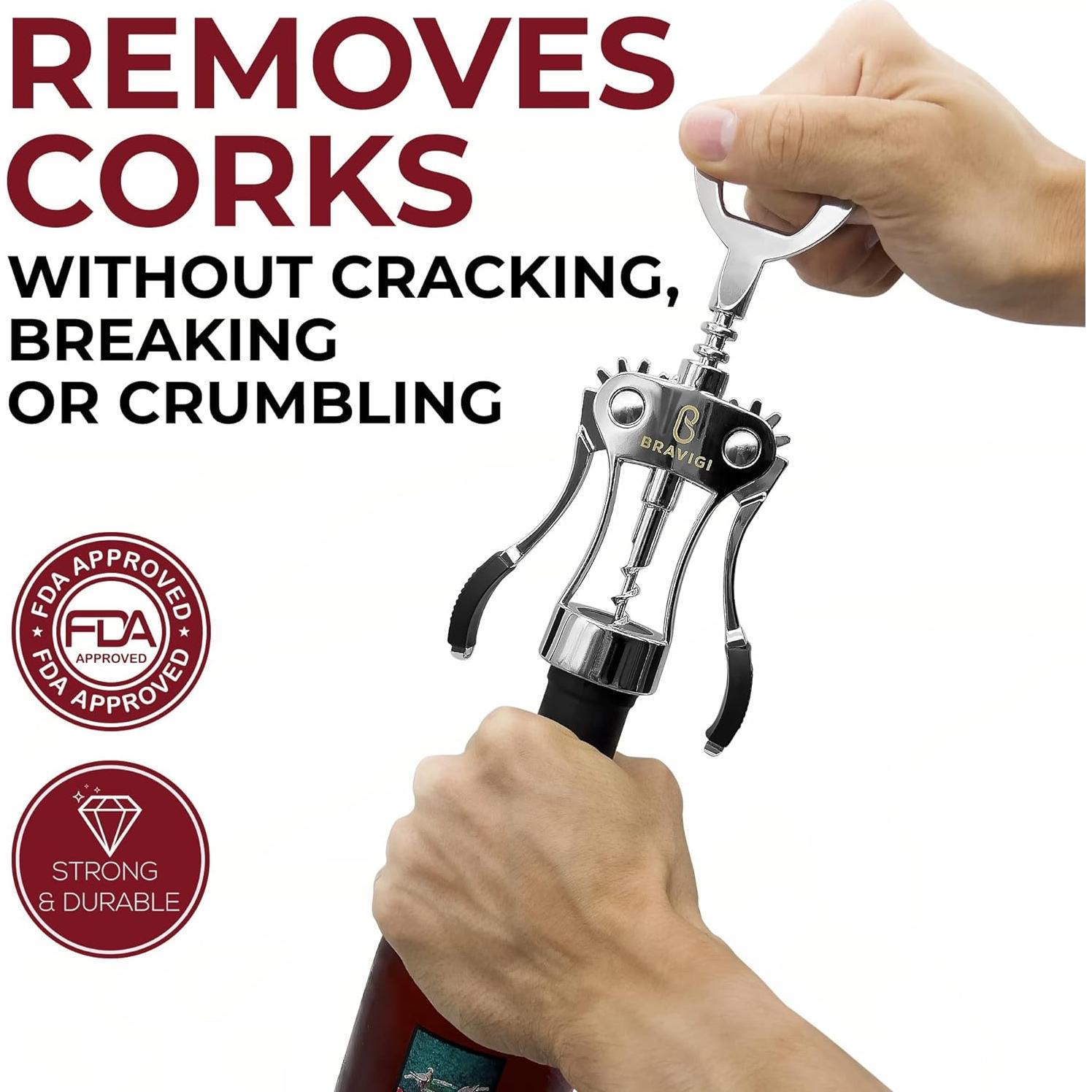 Abridor de Vino Bravigi Sacacorchos de Alas Acero Inoxidable