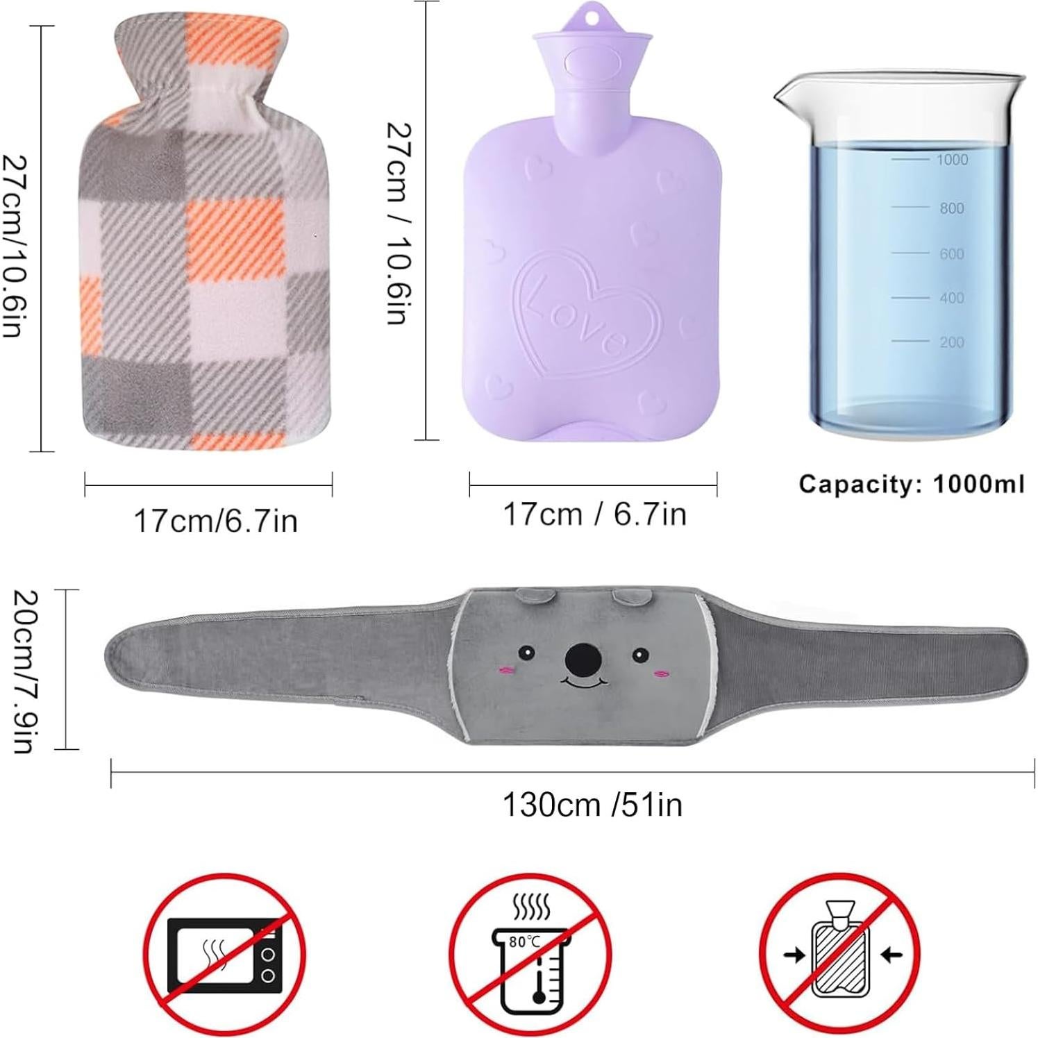 Bolsa de Agua Caliente Toxin 1L con Funda Suave Púrpura