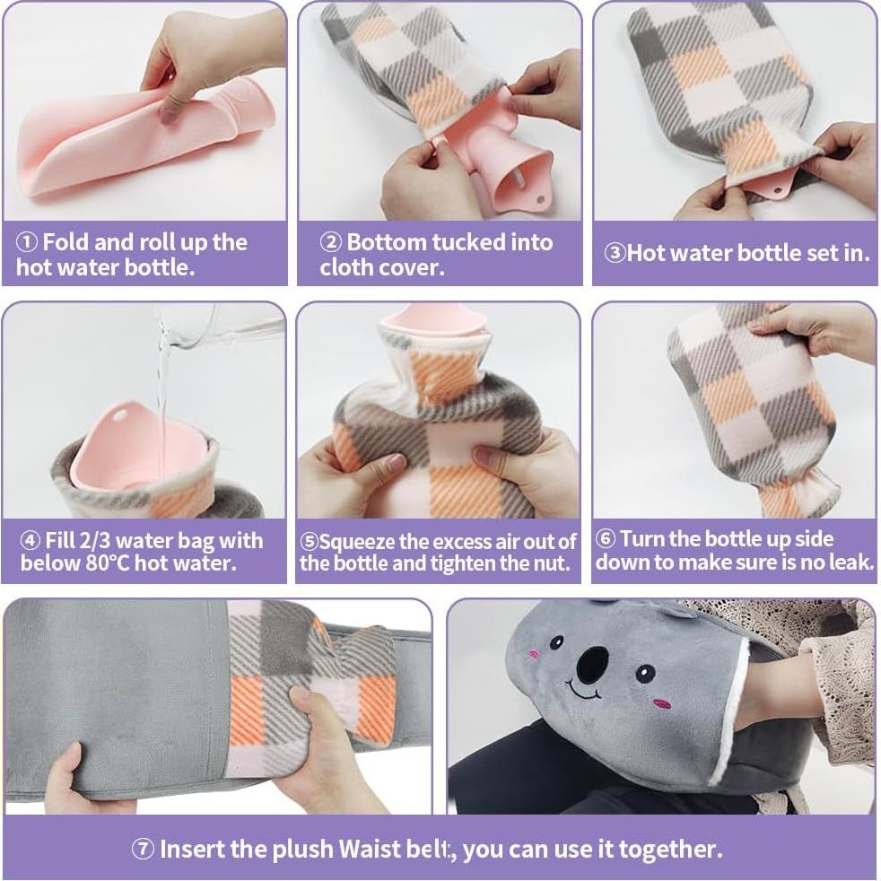 Bolsa de Agua Caliente Toxin 1L con Funda Suave Púrpura