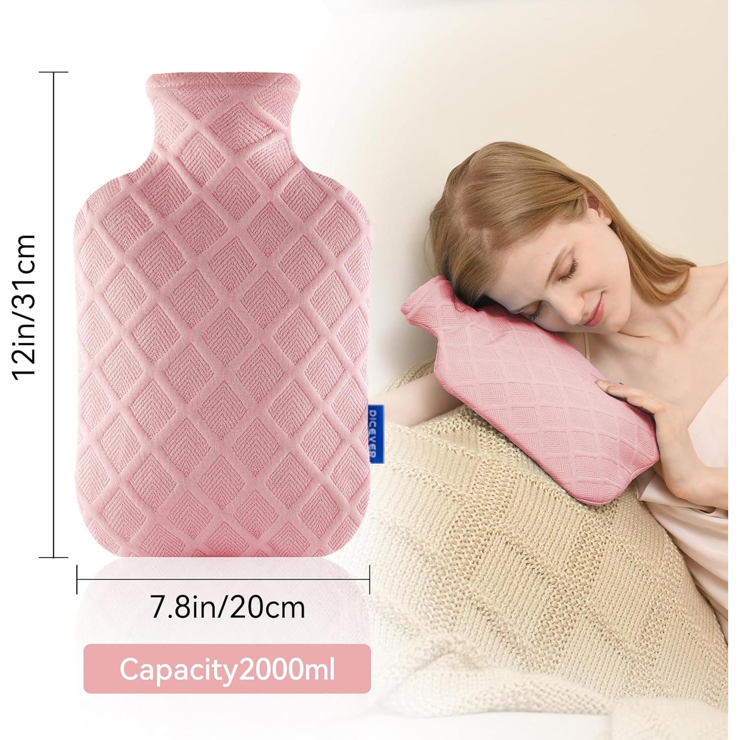 Botella de Agua Caliente DICEVER 2L Rosa con Funda Suave