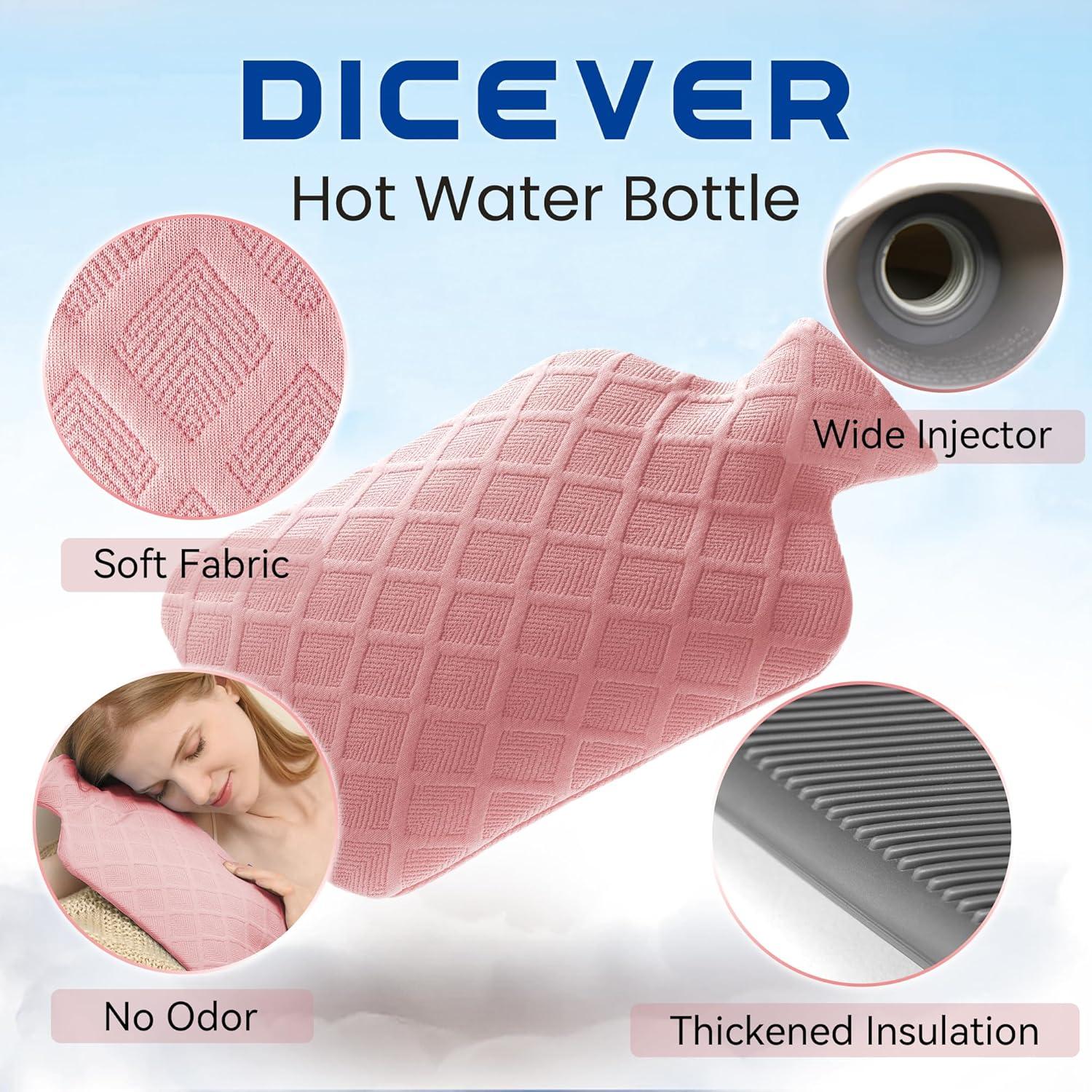 Botella de Agua Caliente DICEVER 2L Rosa con Funda Suave