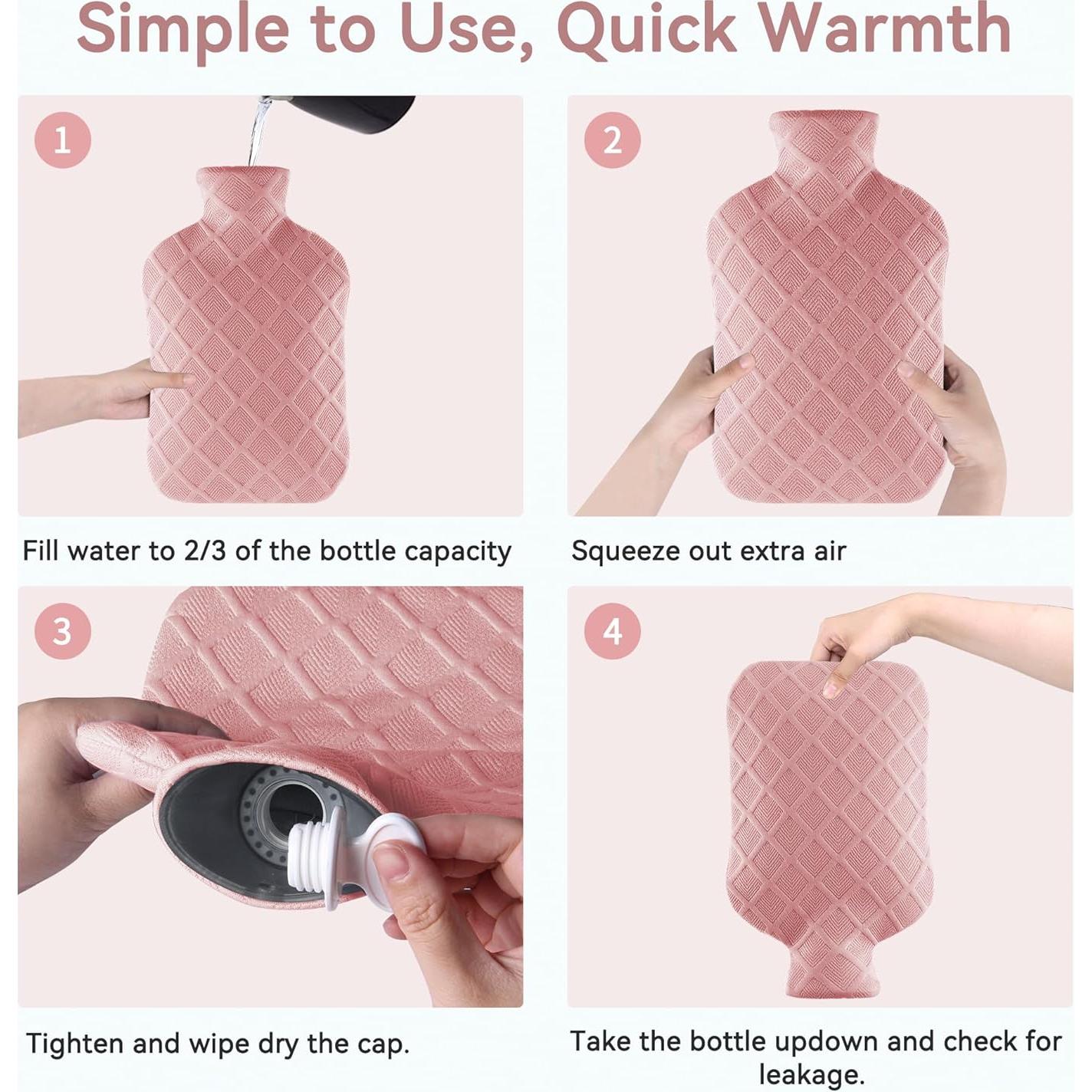 Botella de Agua Caliente DICEVER 2L Rosa con Funda Suave