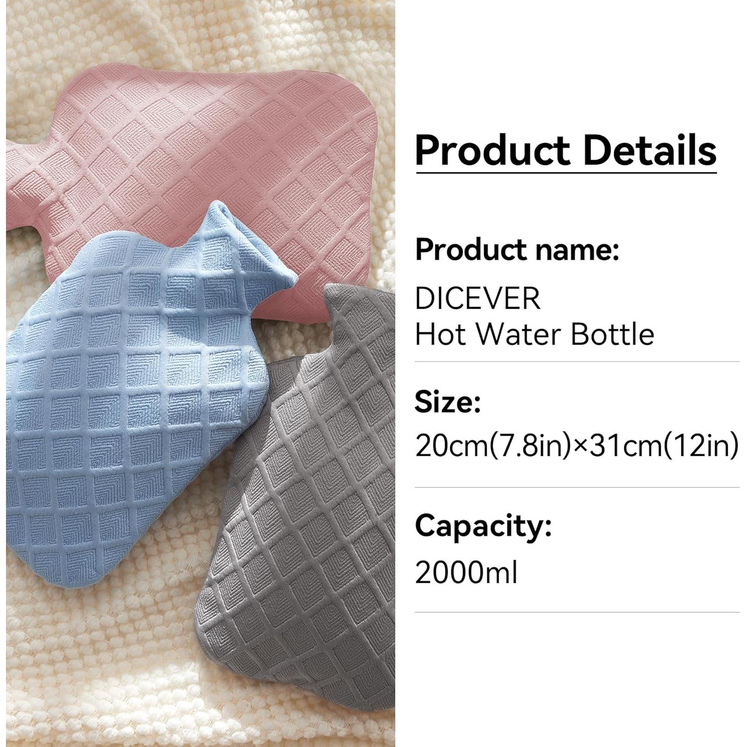 Botella de Agua Caliente DICEVER 2L Rosa con Funda Suave