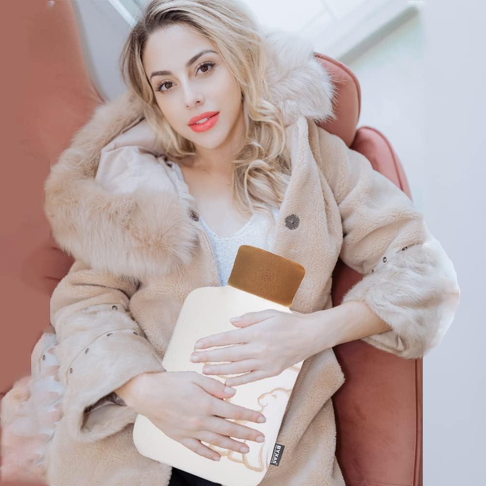 Bolsa de Agua Caliente 2L BYXAS con Funda Polar Blanca