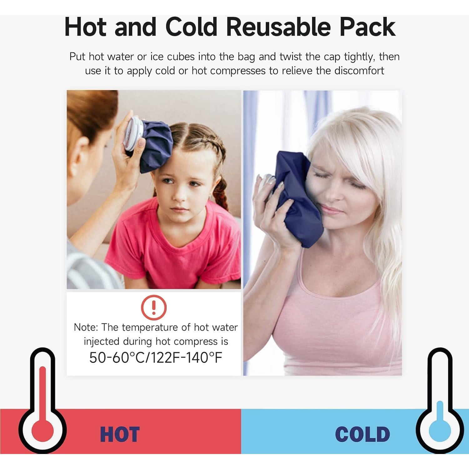 BICAREE Paquete de Hielo Reutilizable 3 Tamaños Terapia Fría y Caliente