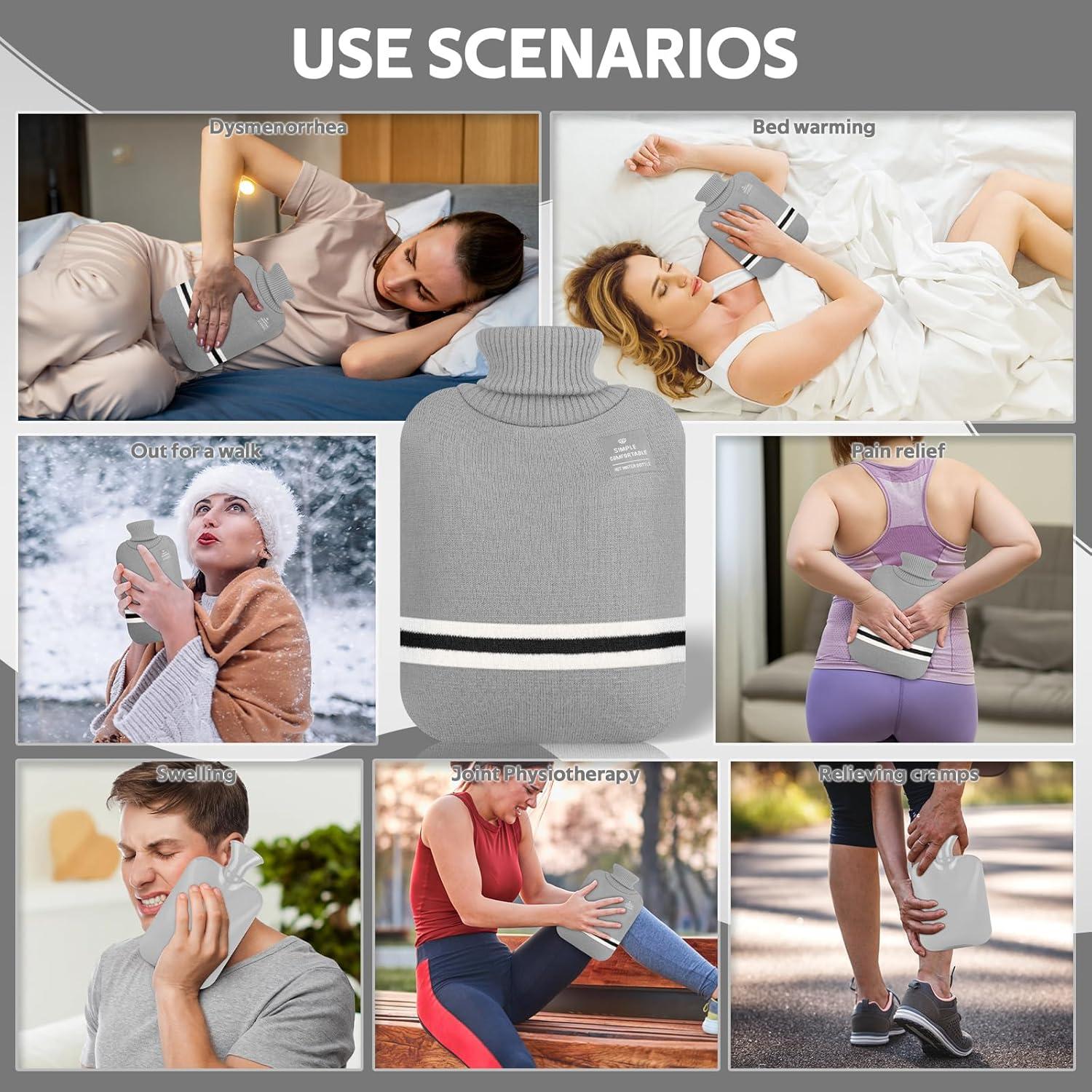 Botella de Agua Caliente 2L CHGANG con Funda Gris