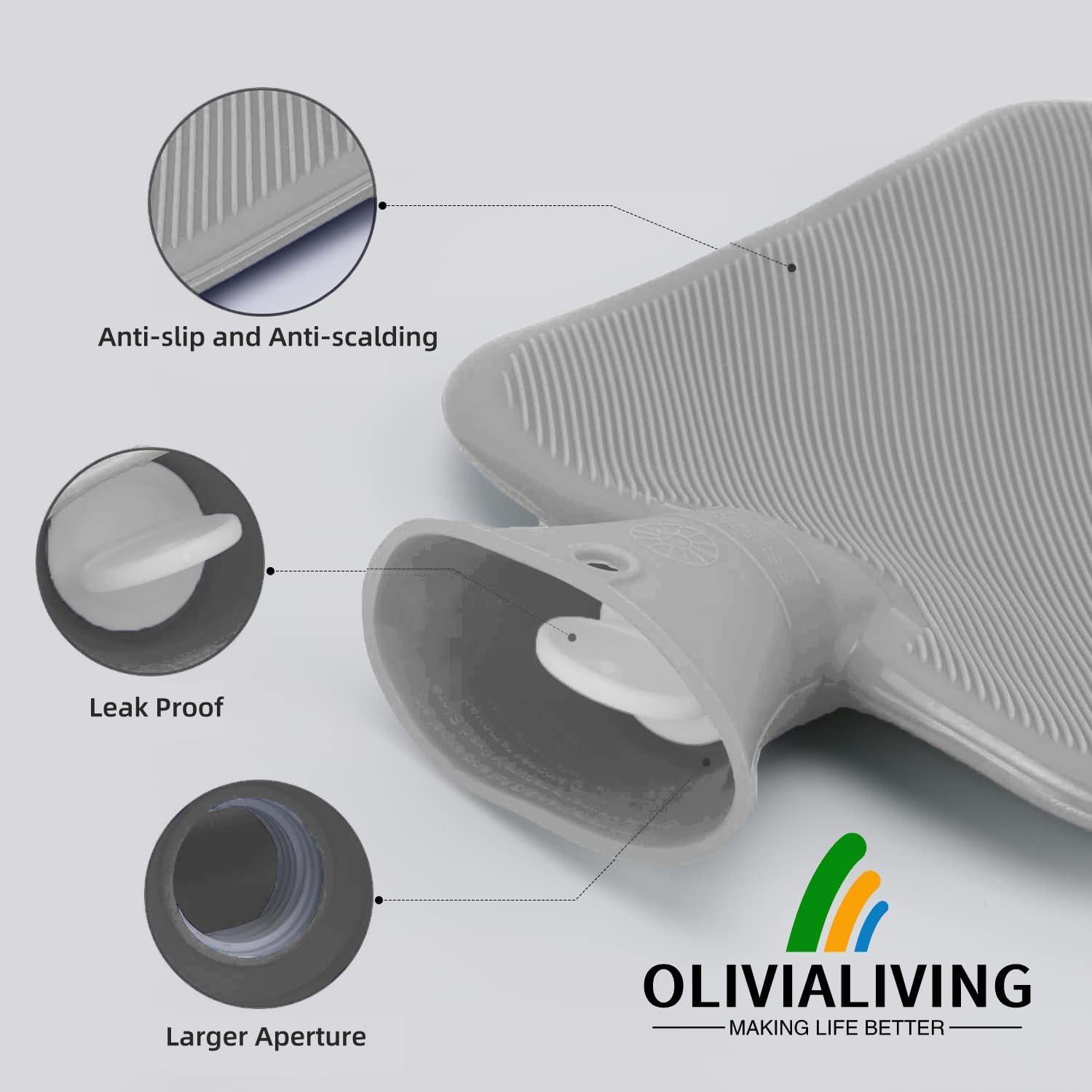Botella de Agua Caliente 2L OliviaLiving Burdeos con Funda