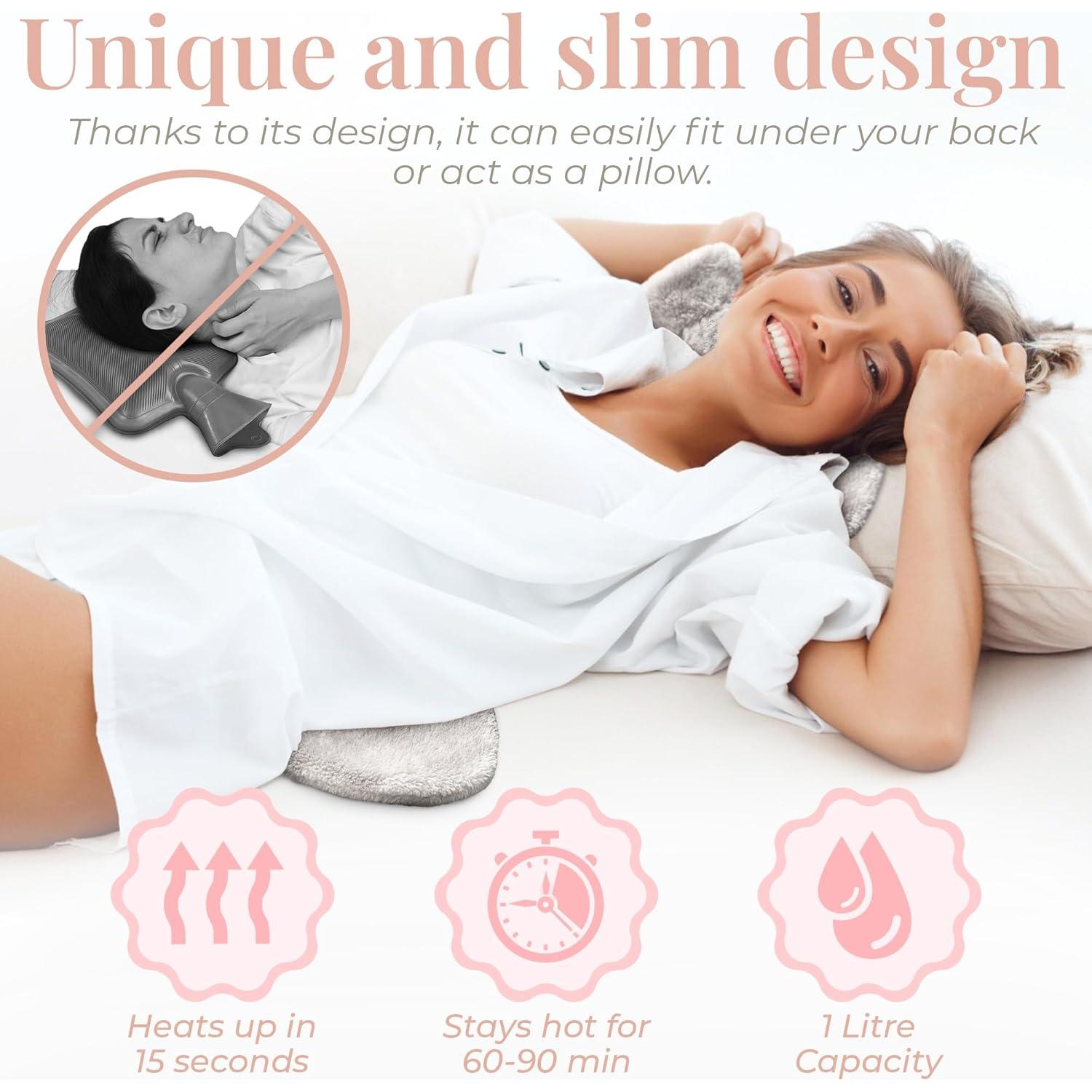 Botella de Agua Caliente Empire 1L con Funda de Felpa Gris