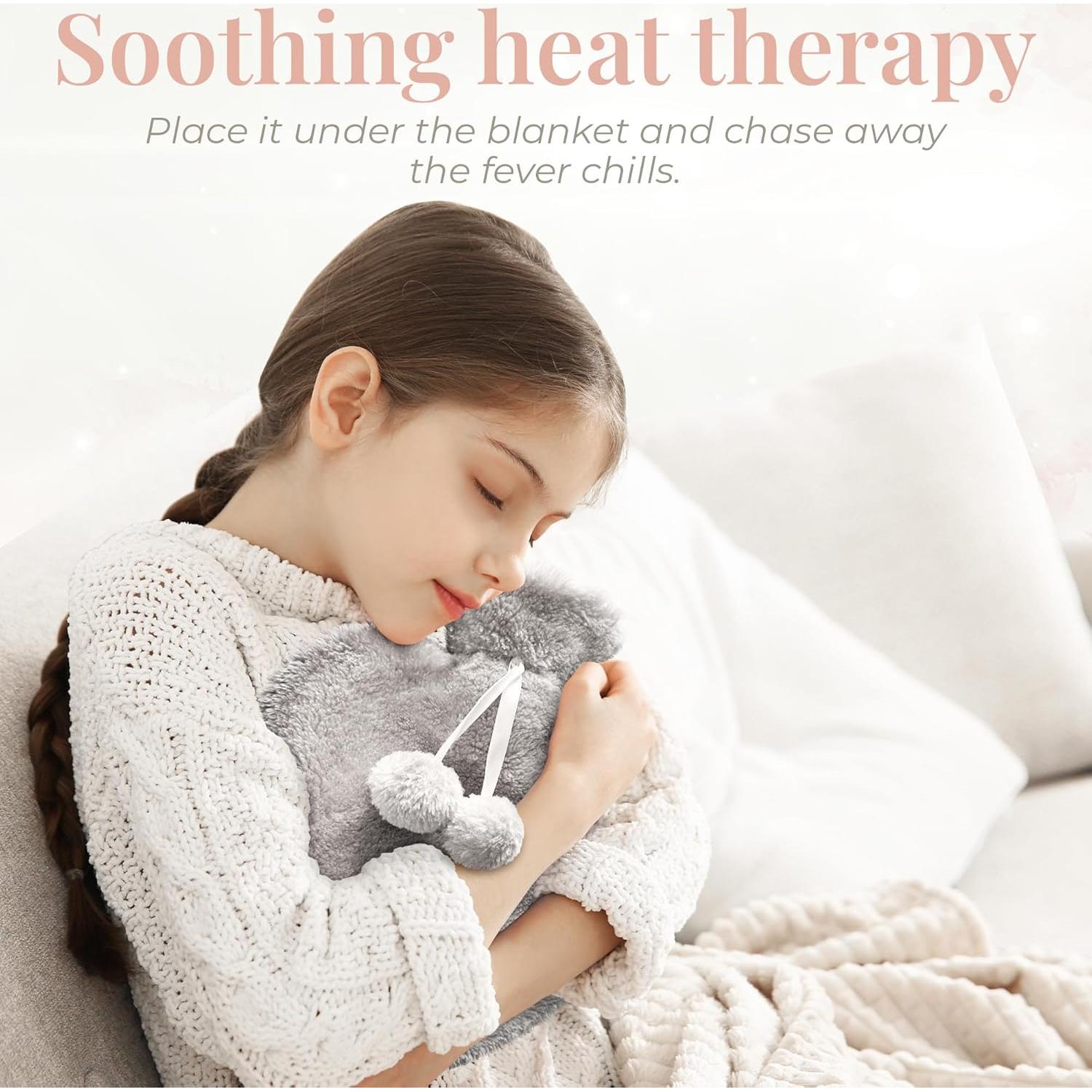 Botella de Agua Caliente Empire 1L con Funda de Felpa Gris