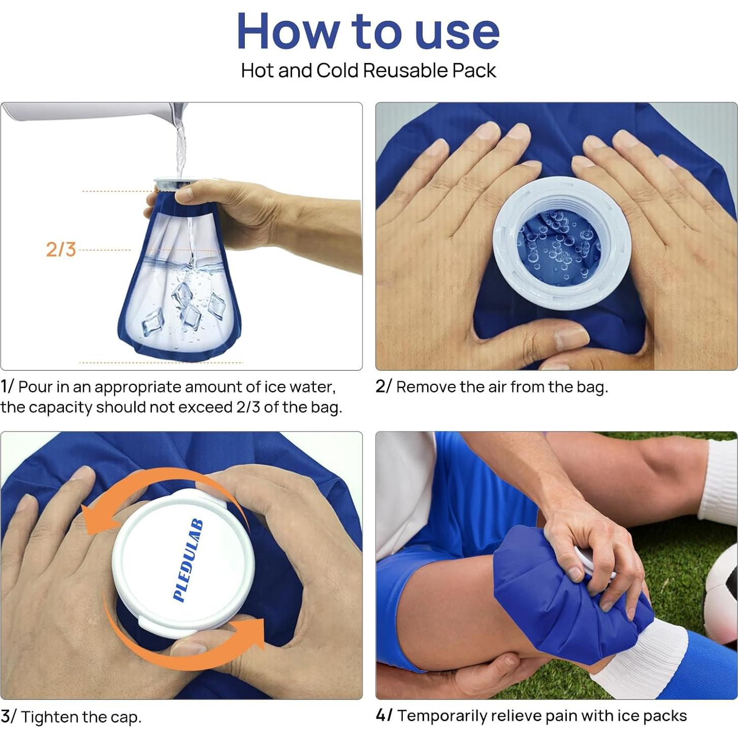 Paquete de Hielo Reutilizable Pledulab 3 Tamaños 15-28 cm