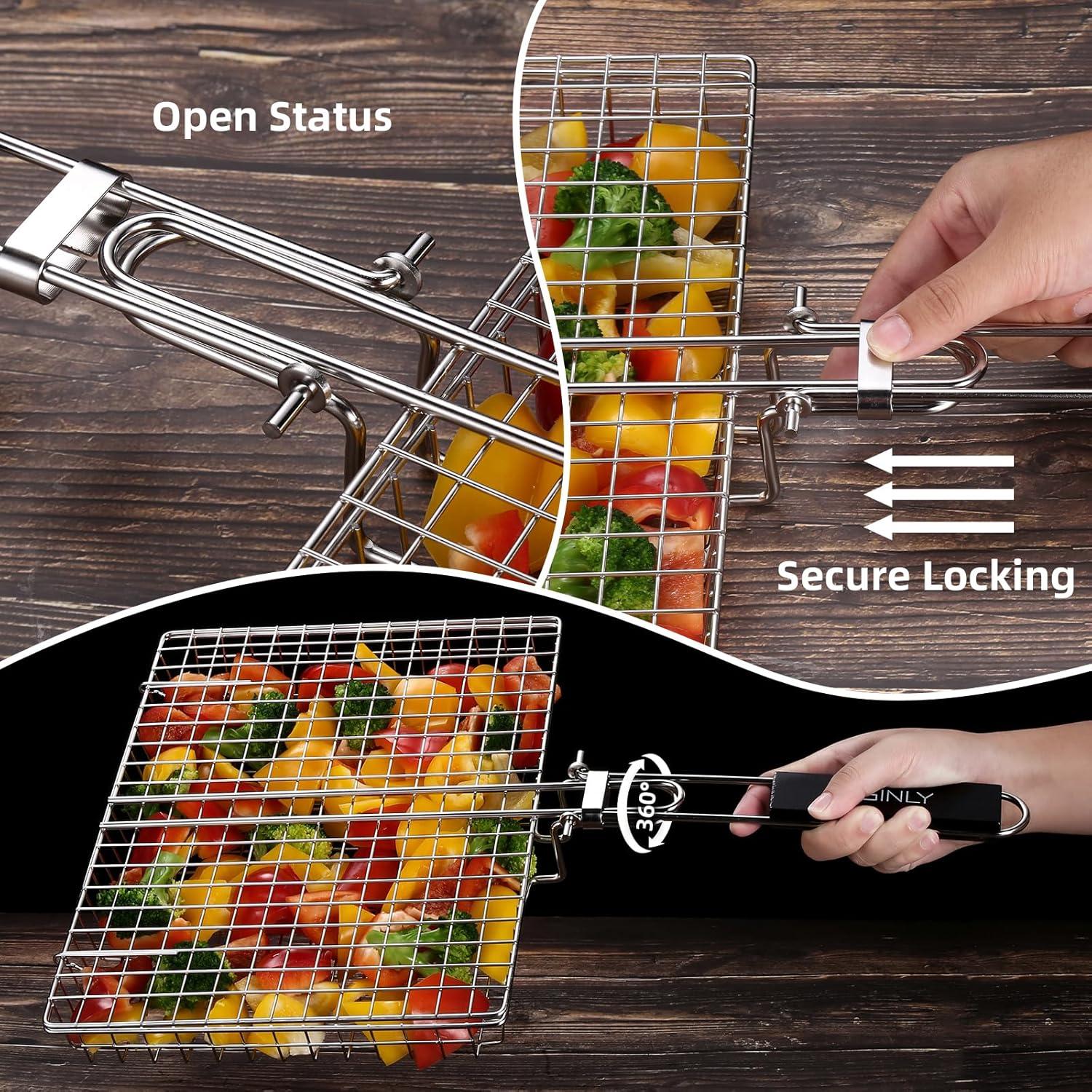 Cesta de Parrilla EISINLY Acero Inoxidable 30x15 cm con Mango