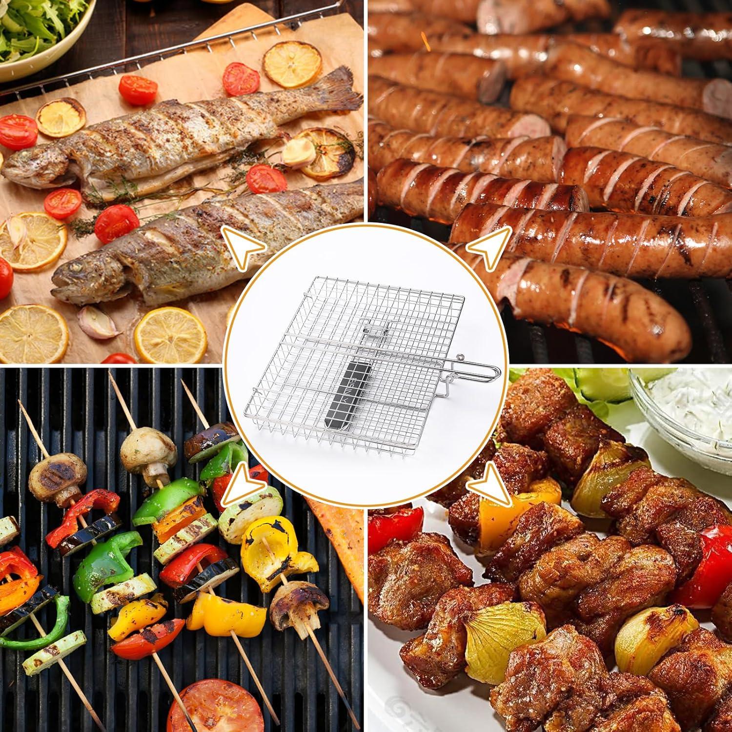 Cesta de Parrilla EISINLY Acero Inoxidable 30x15 cm con Mango