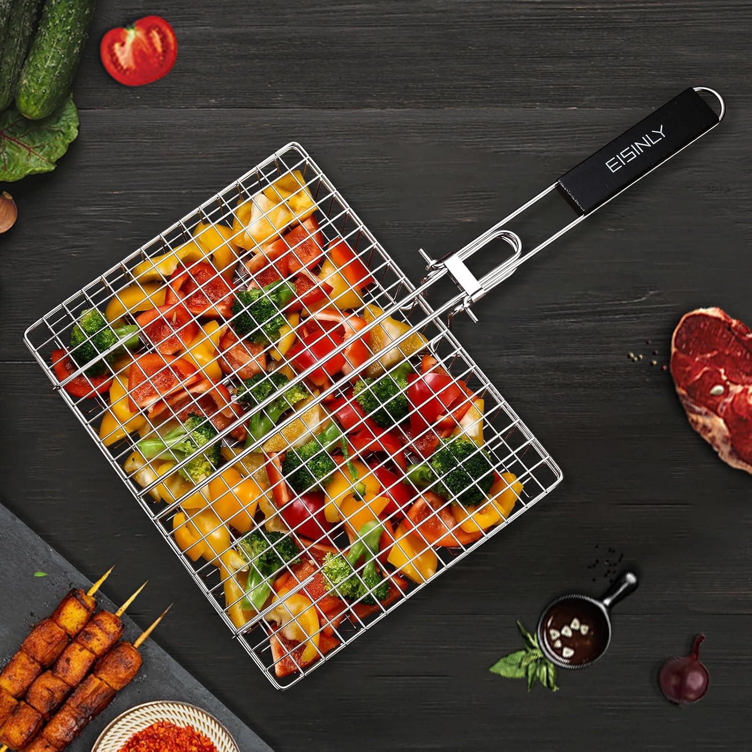 Cesta de Parrilla EISINLY Acero Inoxidable 30x15 cm con Mango