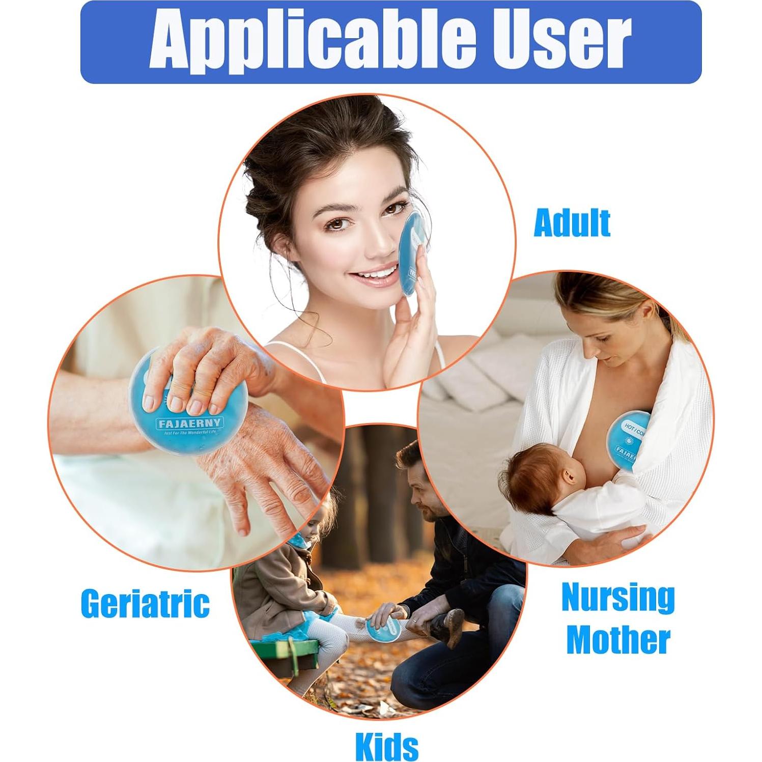 Paquete de Hielo Redondo Reutilizable FAJAERNY 4 Piezas 10x10cm