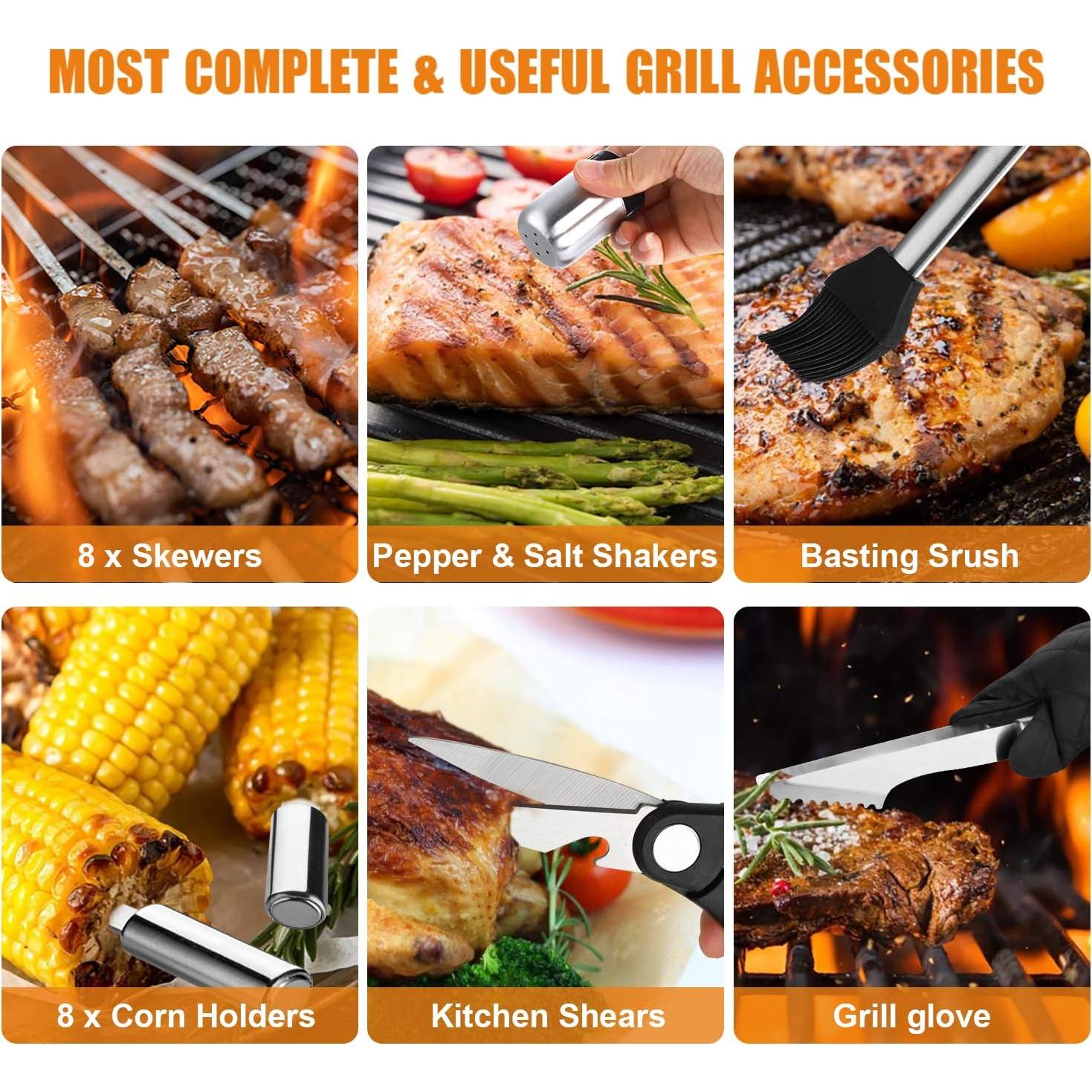 Juego de Parrilla Cifaisi 38 Piezas Acero Inoxidable