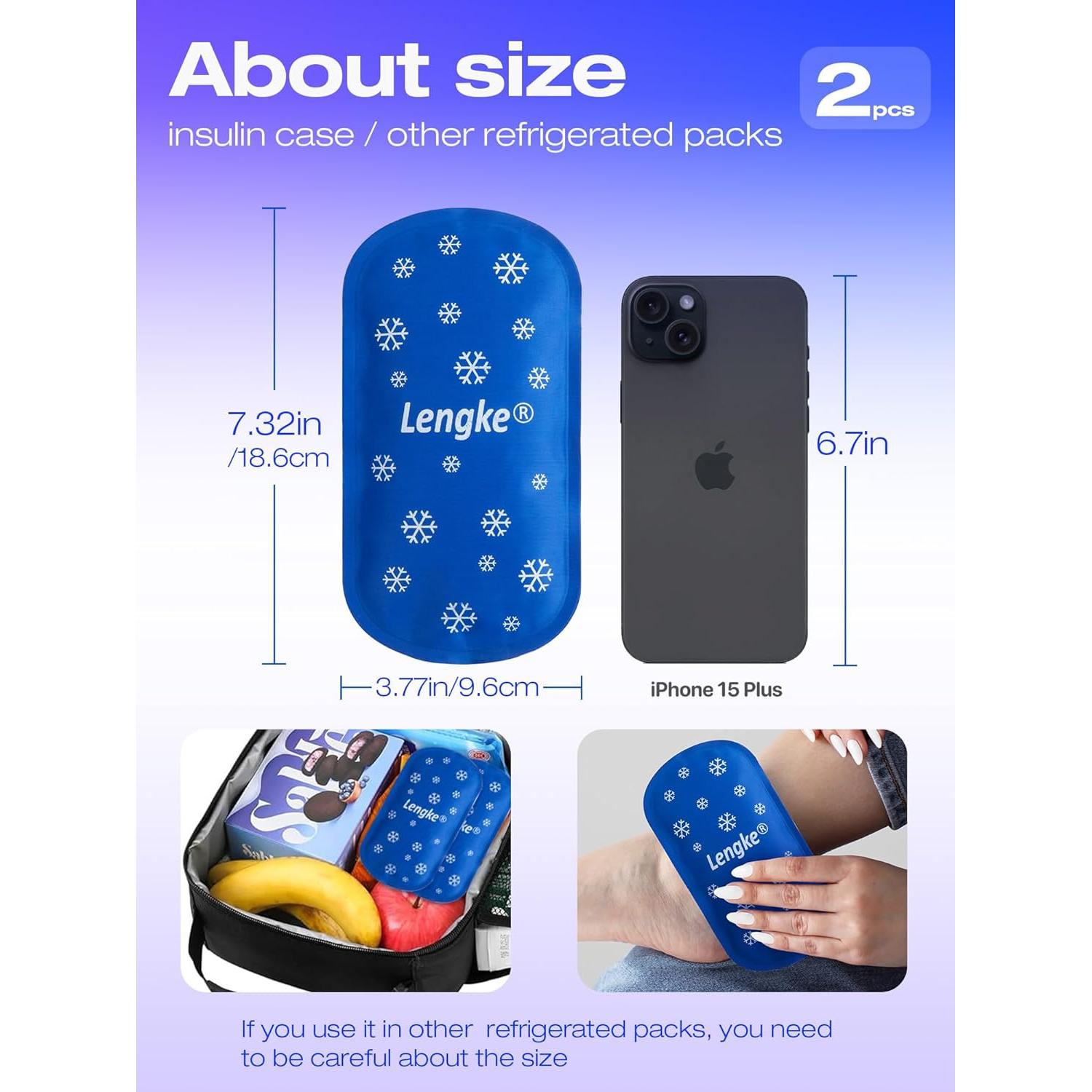 Paquete de Hielo Reutilizable LENGKE 2 Pcs 160g para Insulina