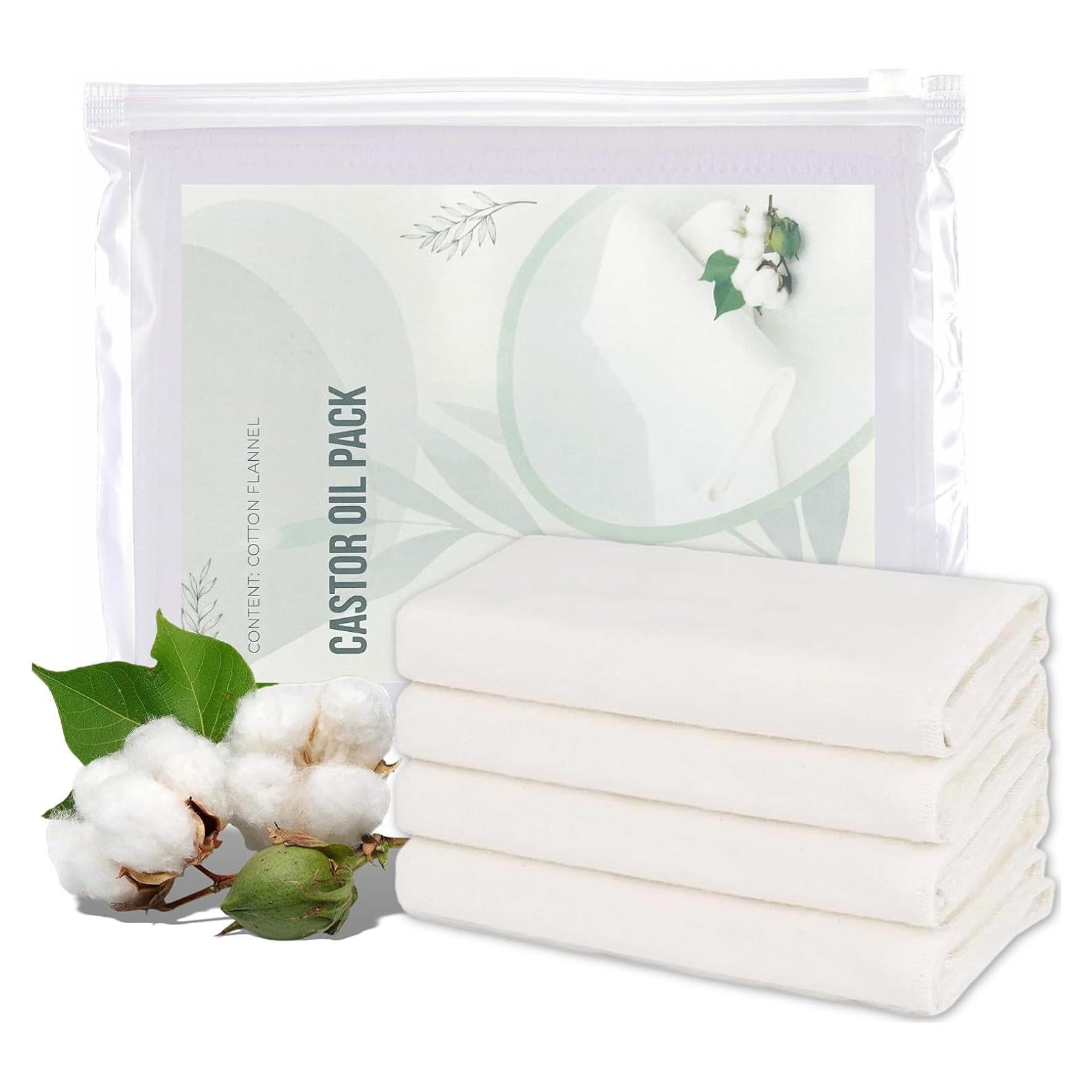 4 Piezas de Franela de Algodón Orgánico para Aceite de Ricino