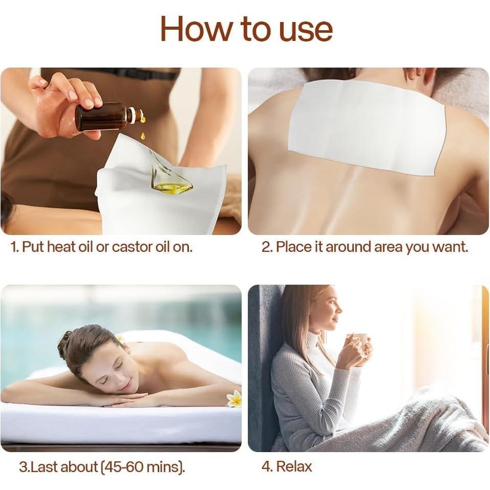 4 Piezas de Franela de Algodón Orgánico para Aceite de Ricino