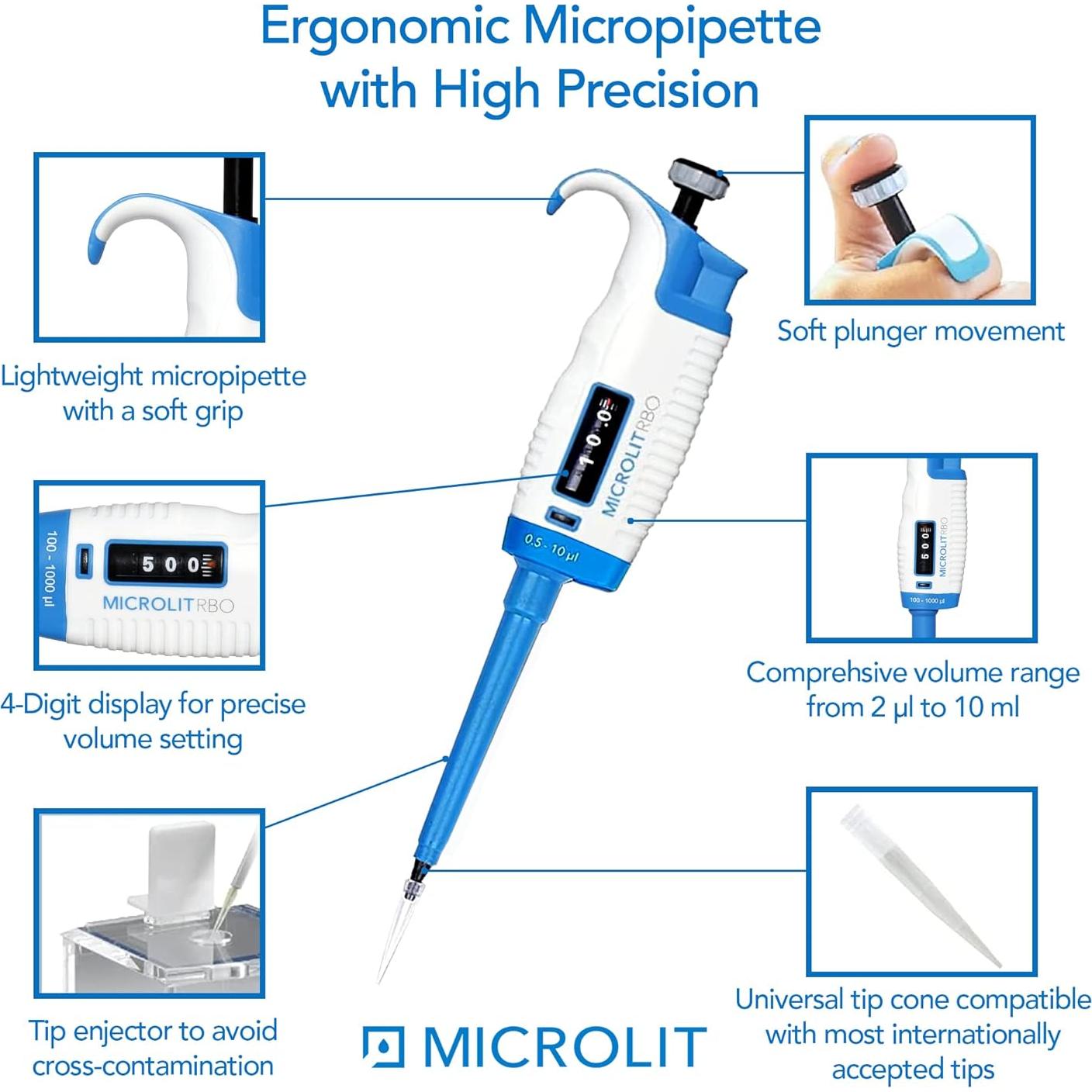 Micropipeta Microlit RV-10 0.5-10 µl Un Solo Canal