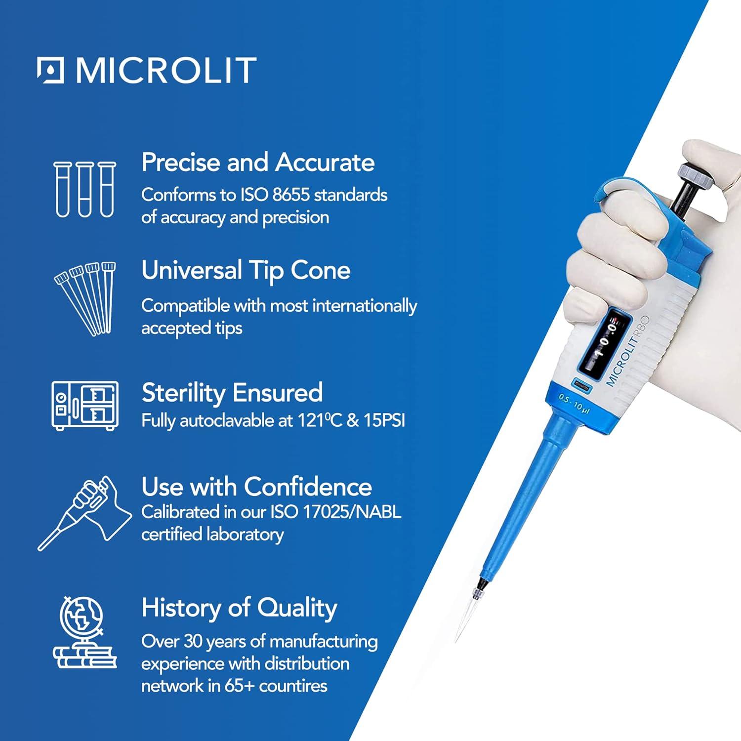 Micropipeta Microlit RV-10 0.5-10 µl Un Solo Canal