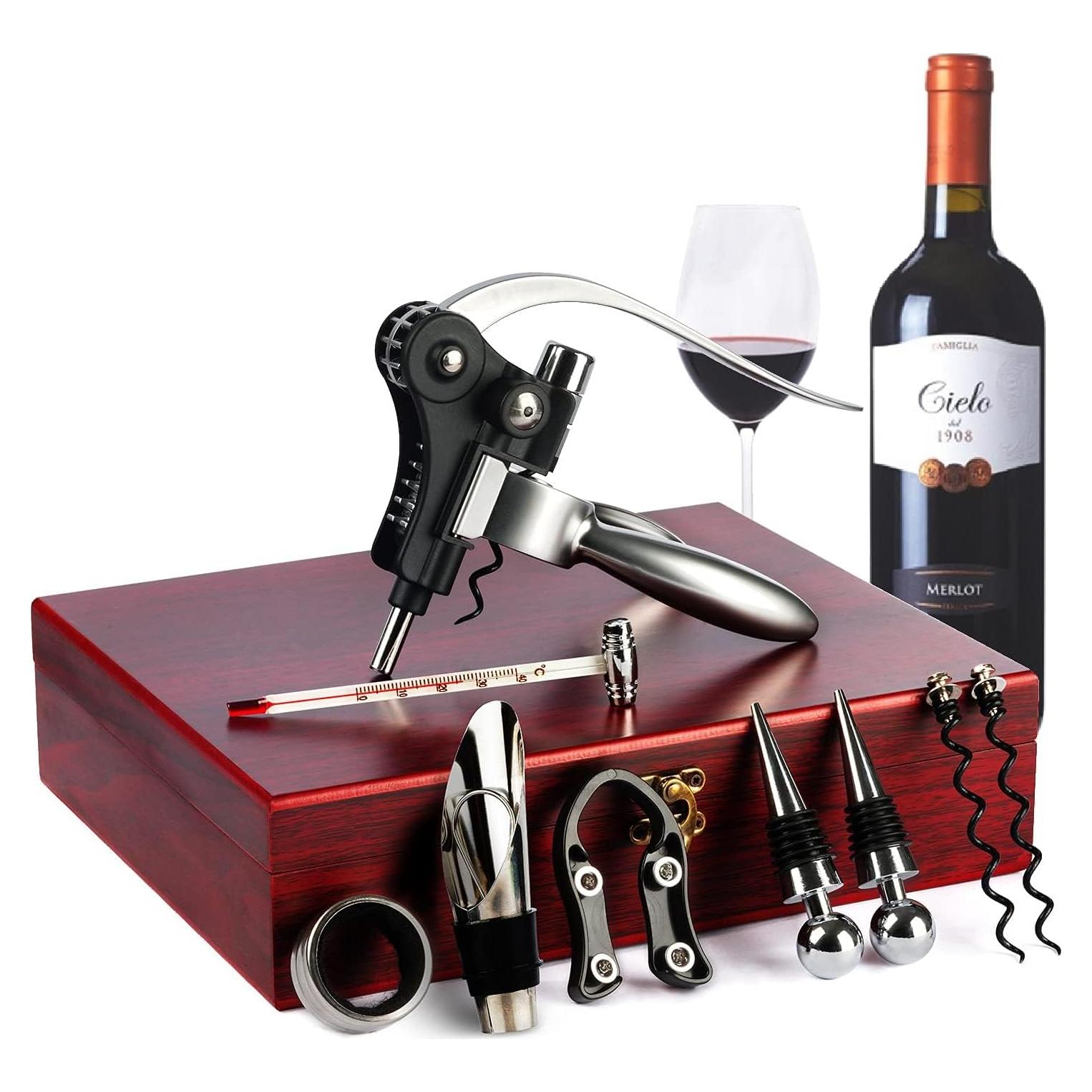 Set de abridores de vino KENSOSO 9 piezas acero inoxidable