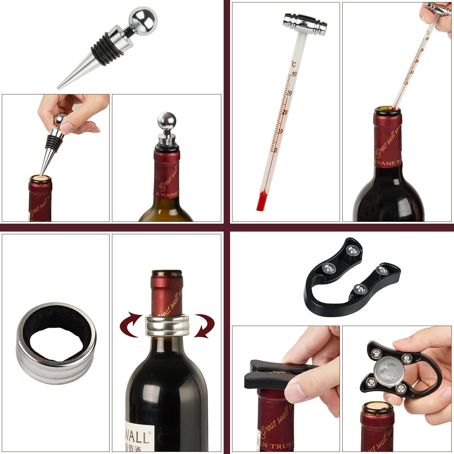 Set de abridores de vino KENSOSO 9 piezas acero inoxidable