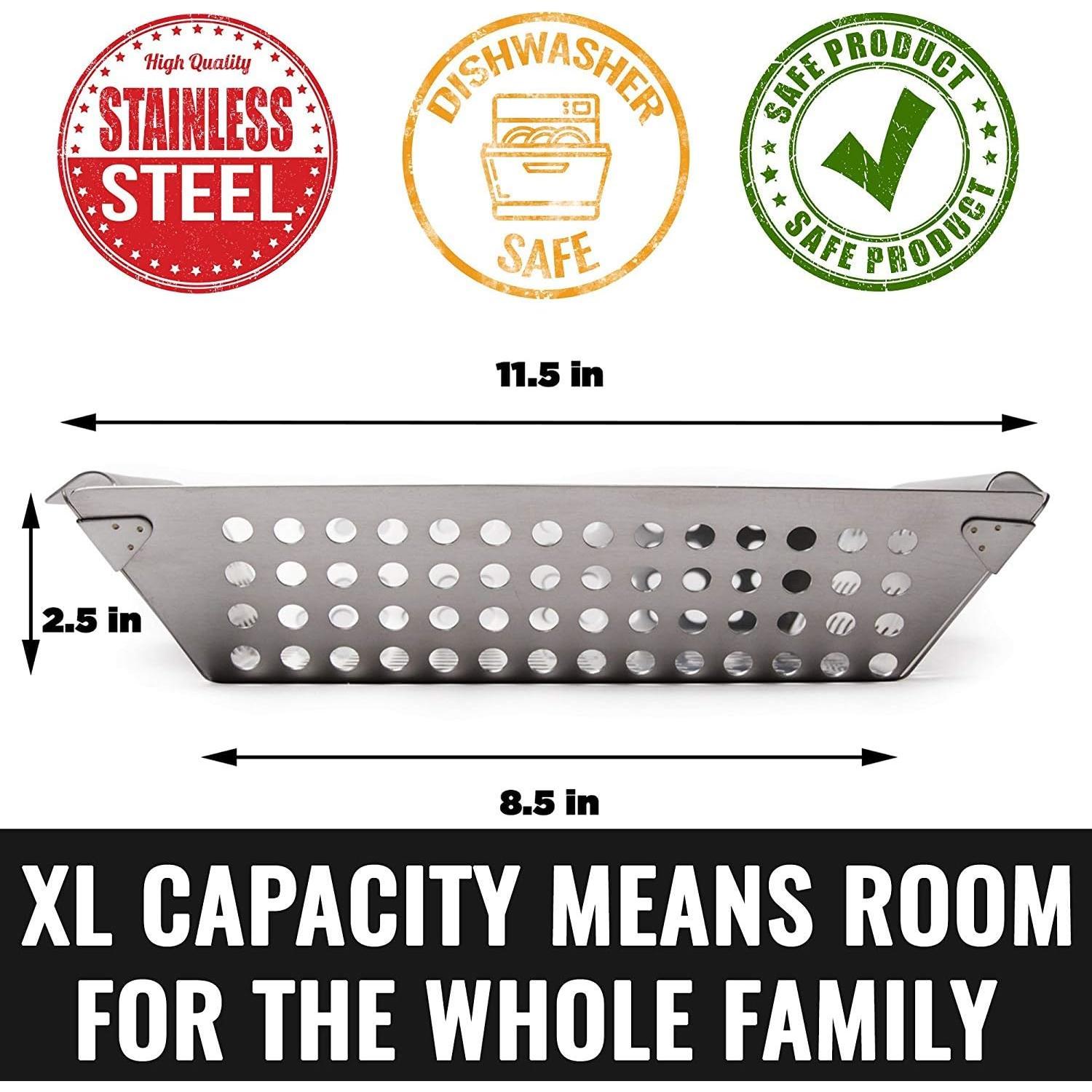 Cesta para Asar Verduras Grillaholics - Acero Inoxidable Extra Grande