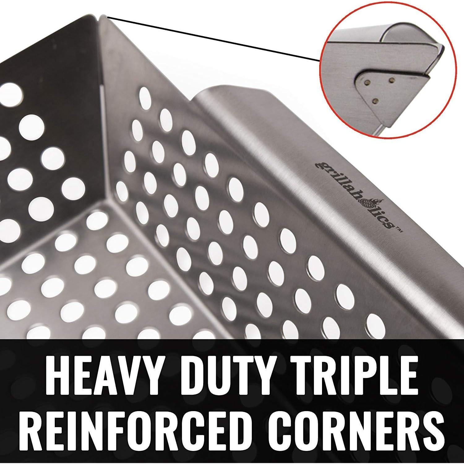 Cesta para Asar Verduras Grillaholics - Acero Inoxidable Extra Grande