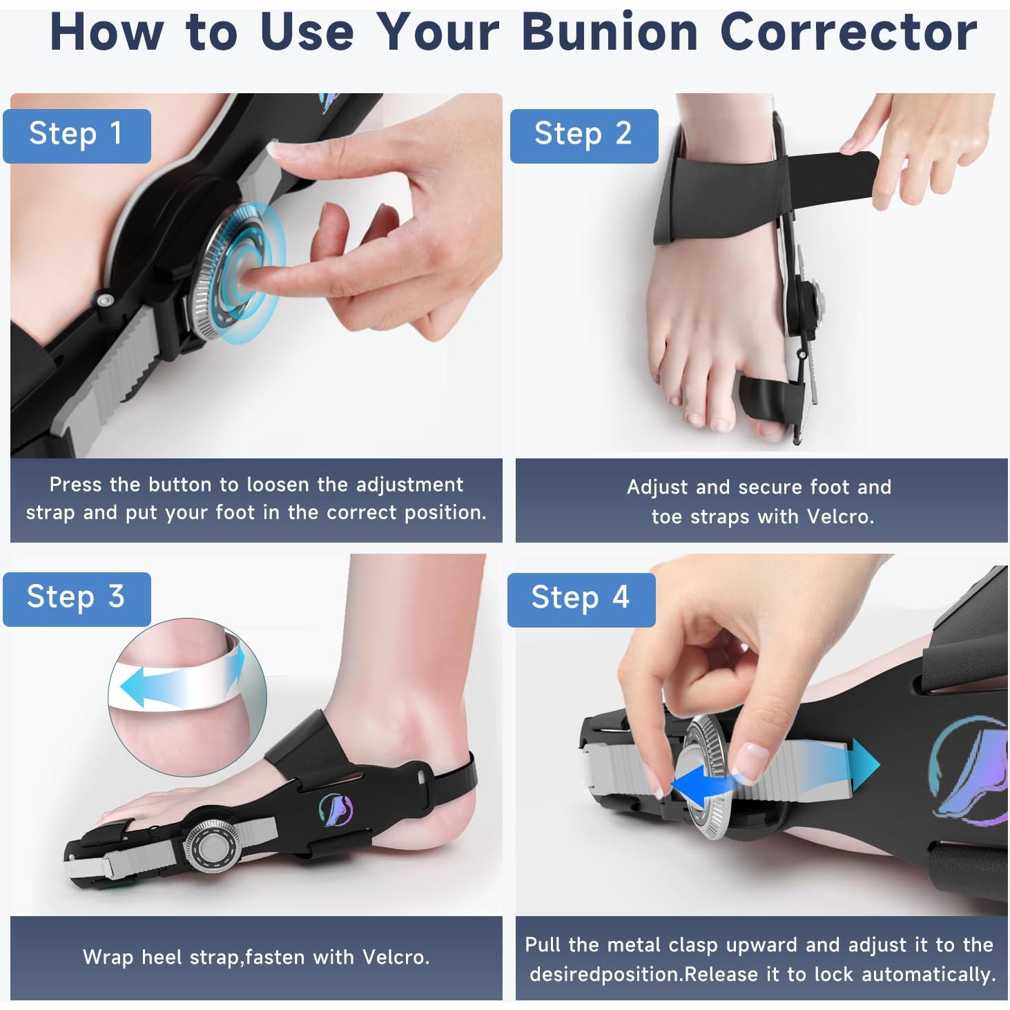 Corrector de Juanetes HUQKIYA Ajustable para Pies Izquierdo/Derecho