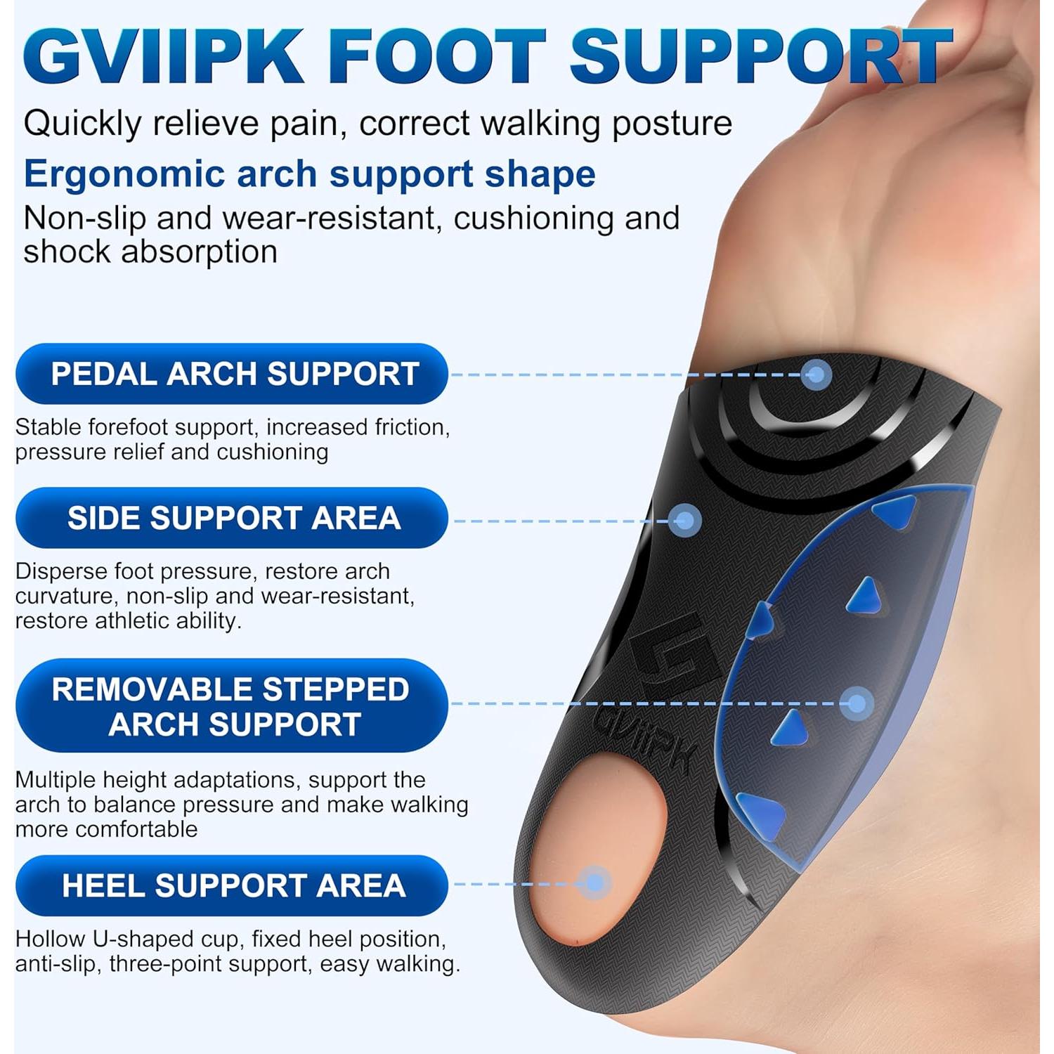 Plantillas ortopédicas Gviipk 3/4 para fascitis plantar L