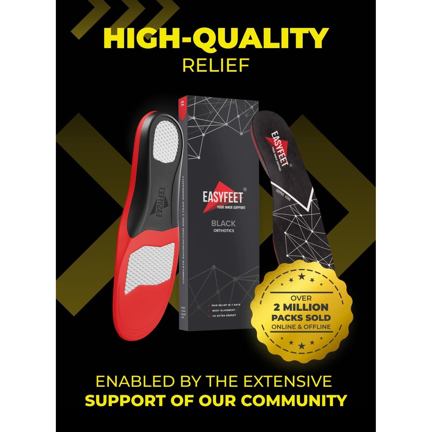 Plantillas ortopédicas EASYFEET Black para fascitis plantar