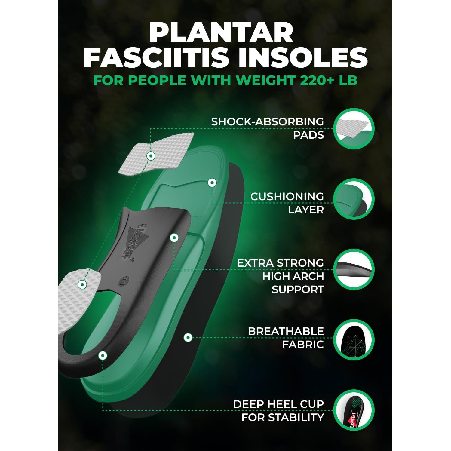 Plantillas ortopédicas EASYFEET para arco alto 220 lbs L