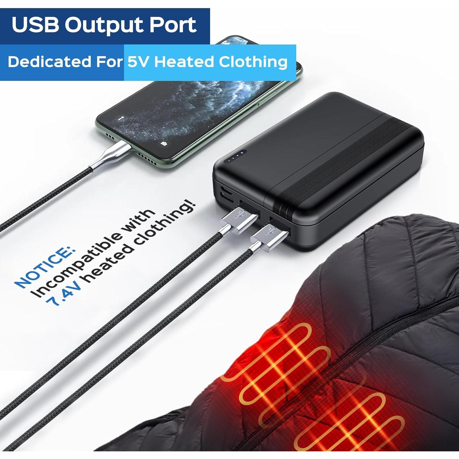 Batería Power Bank 10000mAh 5V para Chalecos Calentados