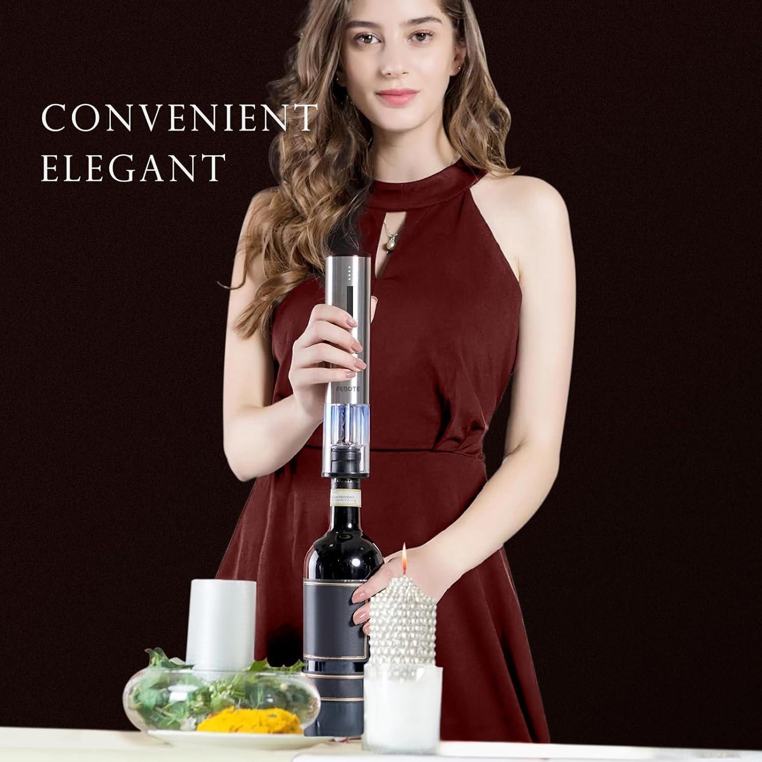 Sacacorchos Eléctrico FEBOTE 6 en 1 con Accesorios