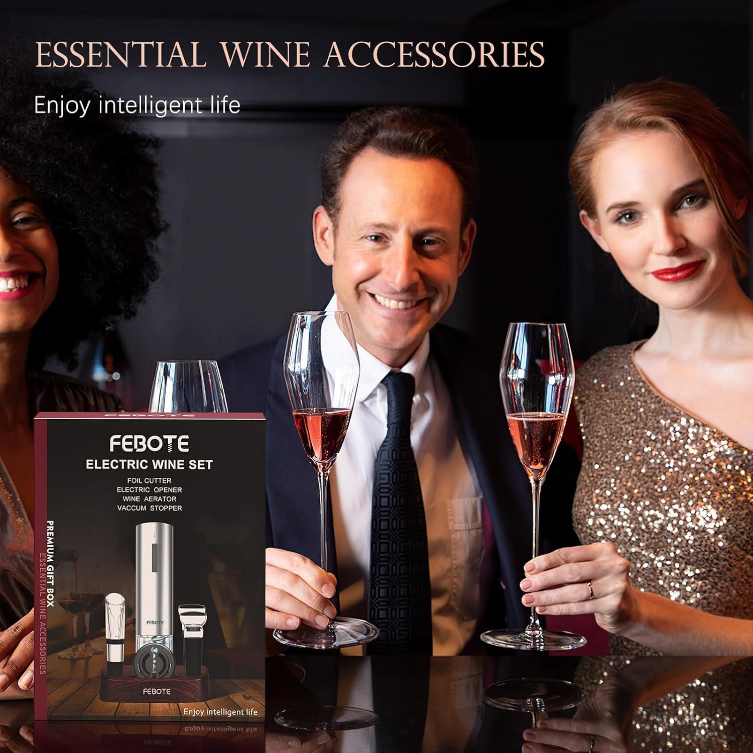 Sacacorchos Eléctrico FEBOTE 6 en 1 con Accesorios