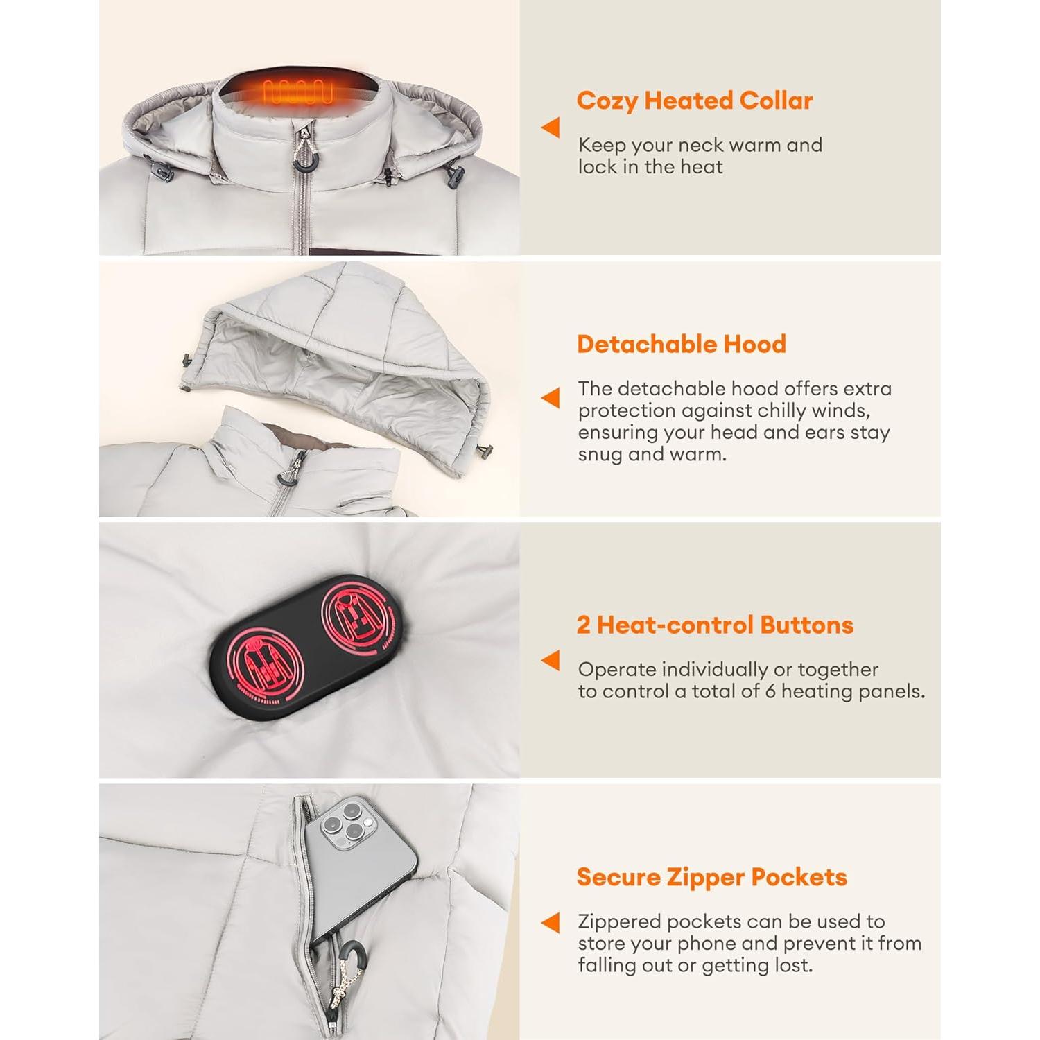 Chaqueta Calentada GOZTI Qt-06 para Mujeres con Batería 7.4V