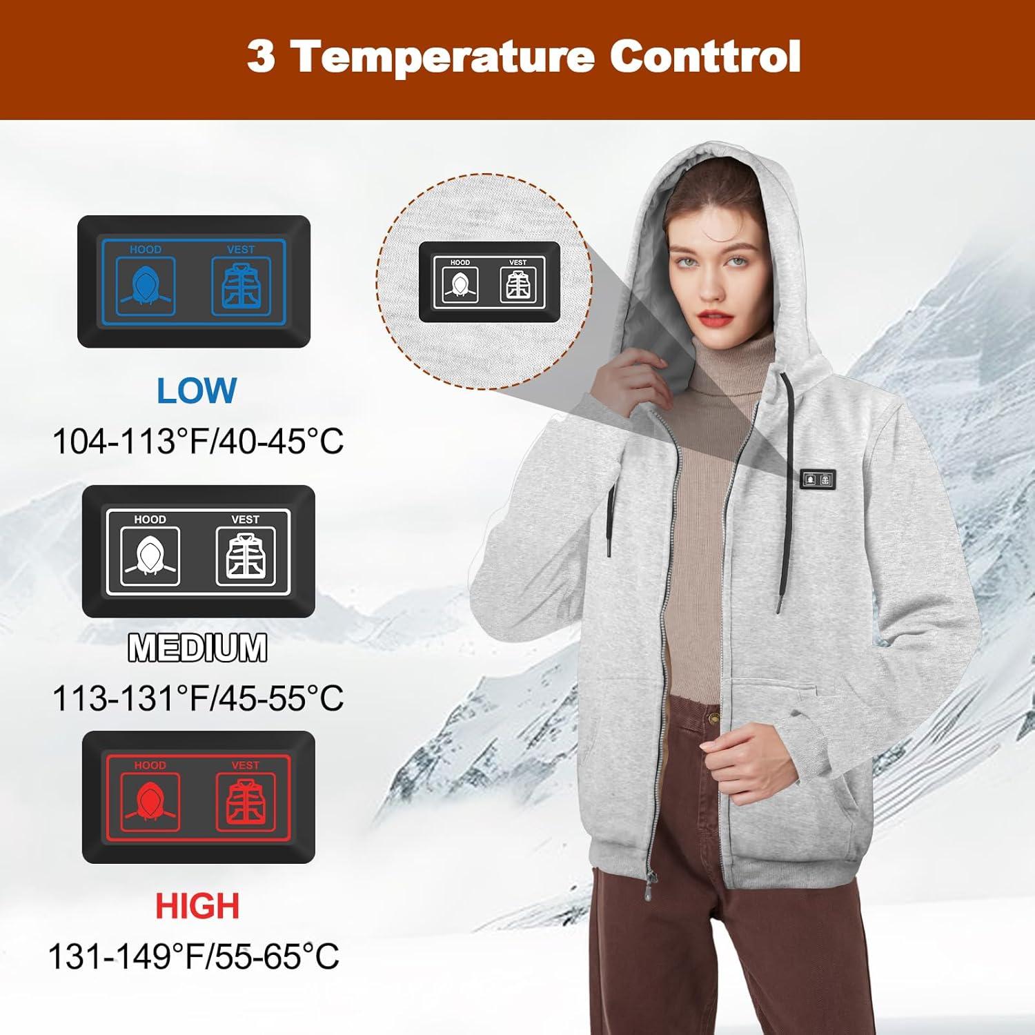 Sudadera Térmica con Capucha RPS-028 7.4V 12000mAh Gris