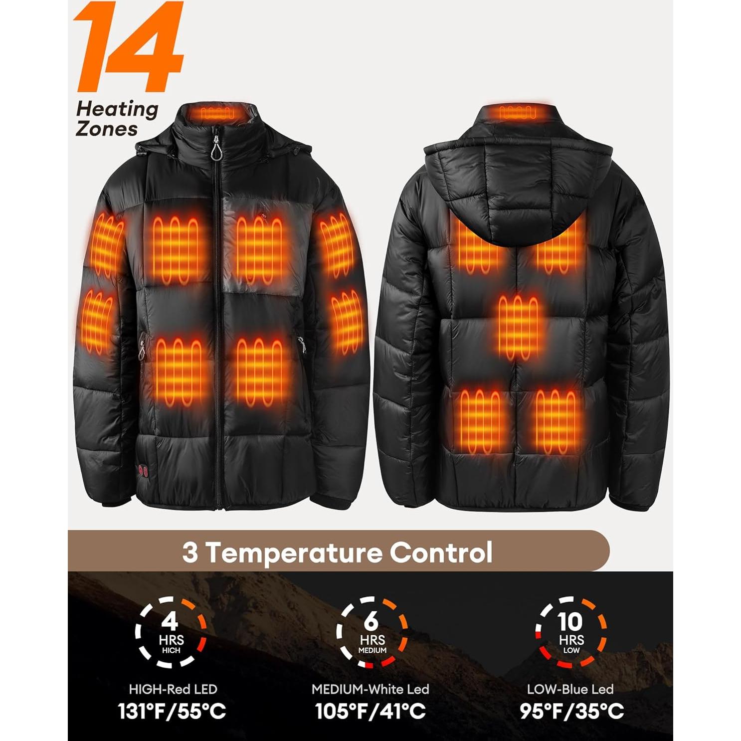 Chaqueta calefaccionada GOZTI Qt-06 para hombres, 14 zonas de calor