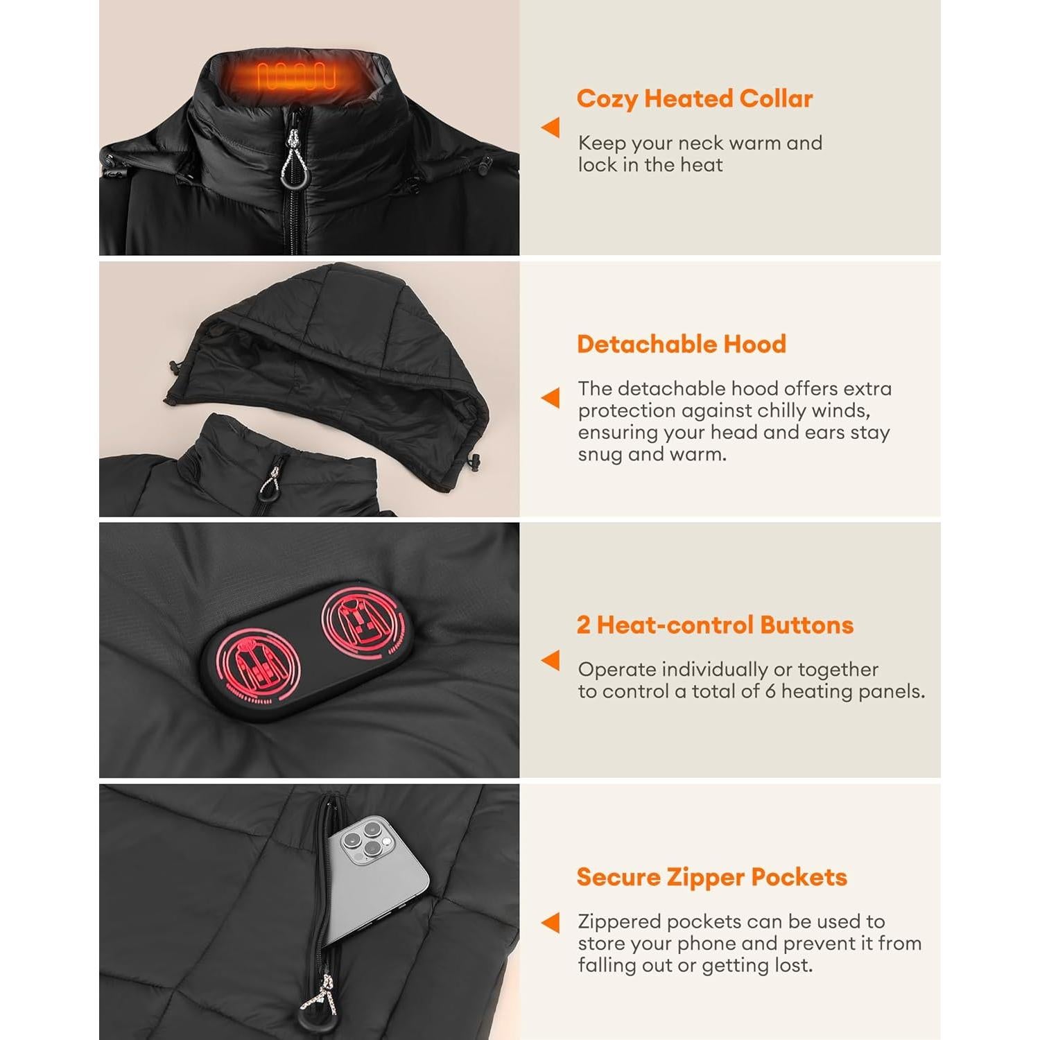 Chaqueta calefaccionada GOZTI Qt-06 para hombres, 14 zonas de calor