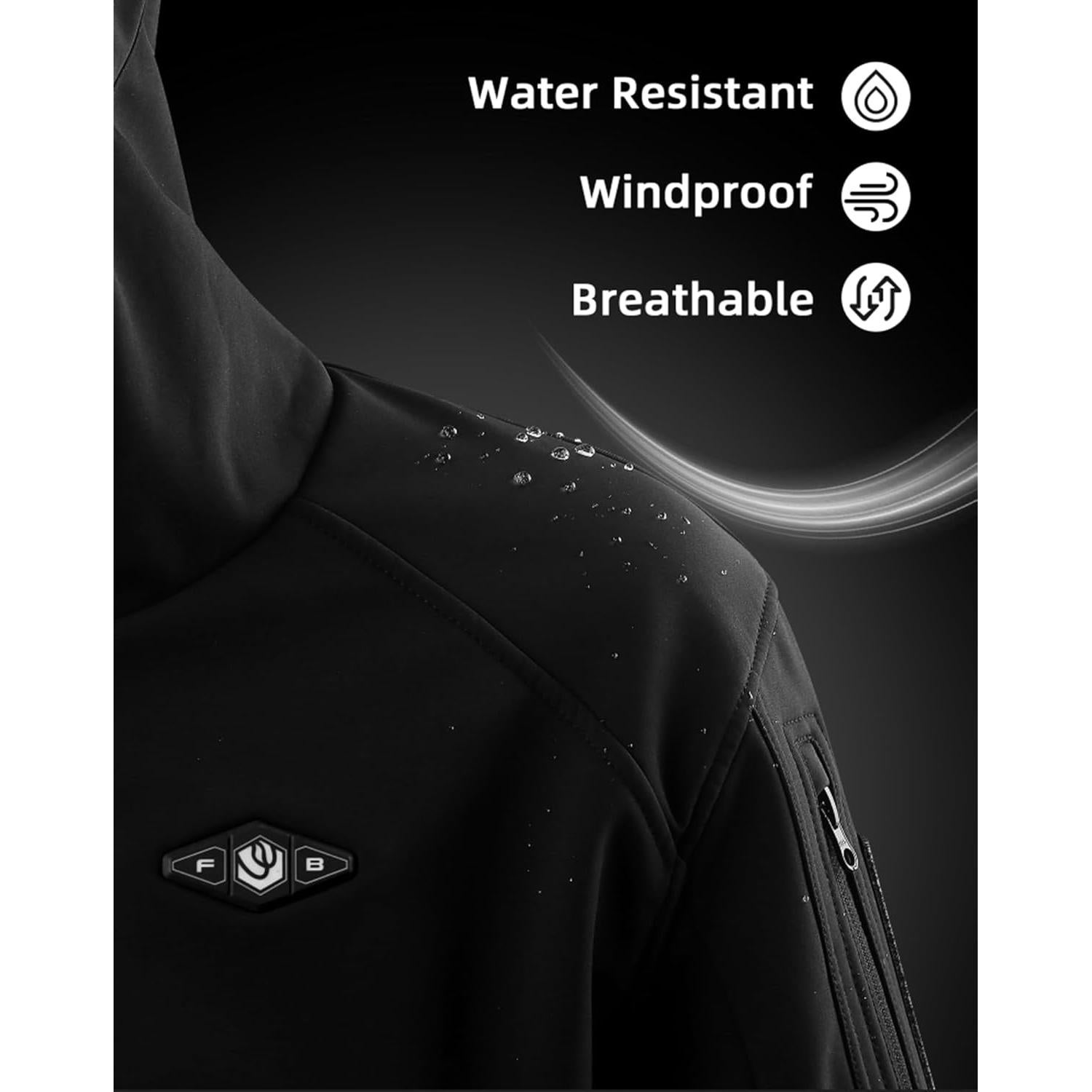 Heated Jackets for Men With 16000mAh Battery Pack Included Windproof Water Resistant Mens Heated Jacket with Foldable Hood (Black,2XL)