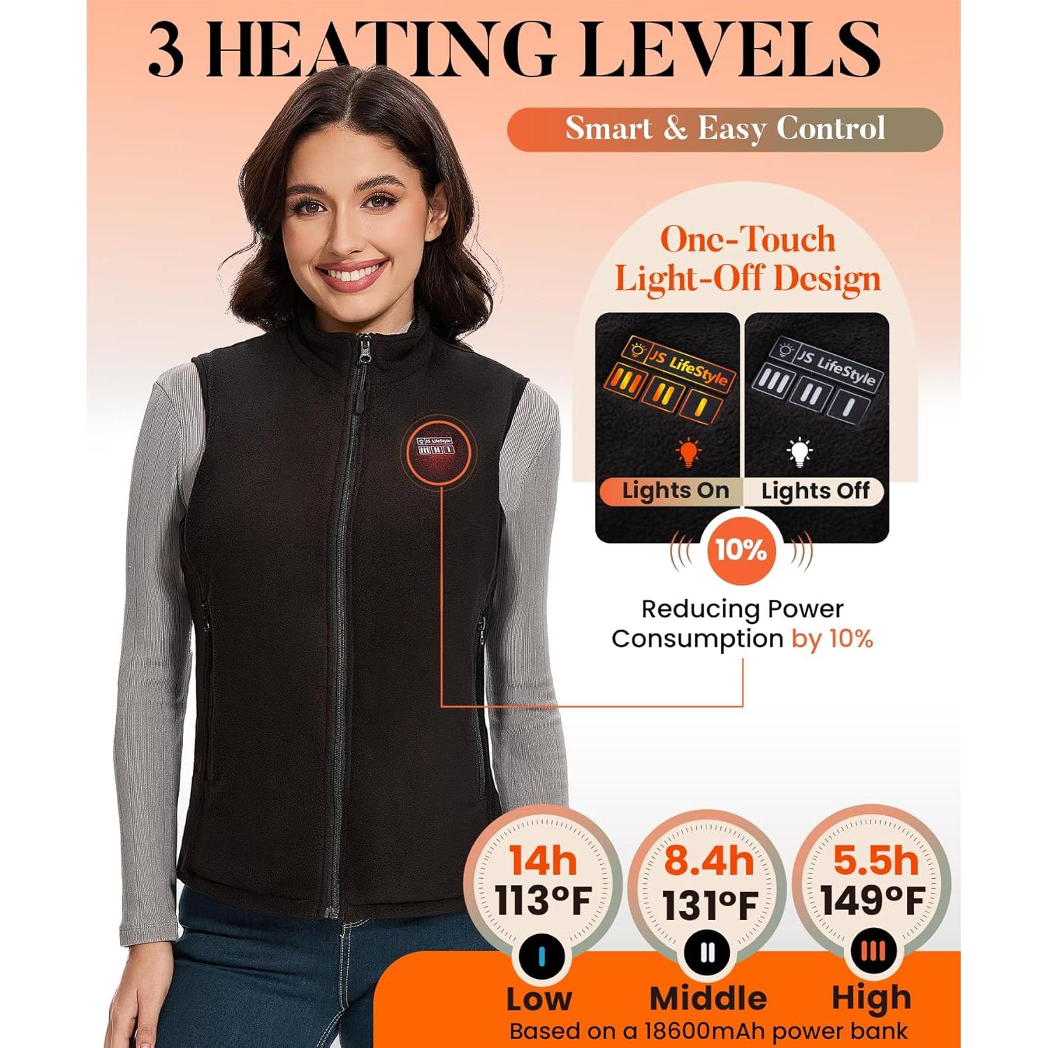 Chaleco Térmico para Mujeres R-TAX RTAX-018A Forro Polar 8 Zonas