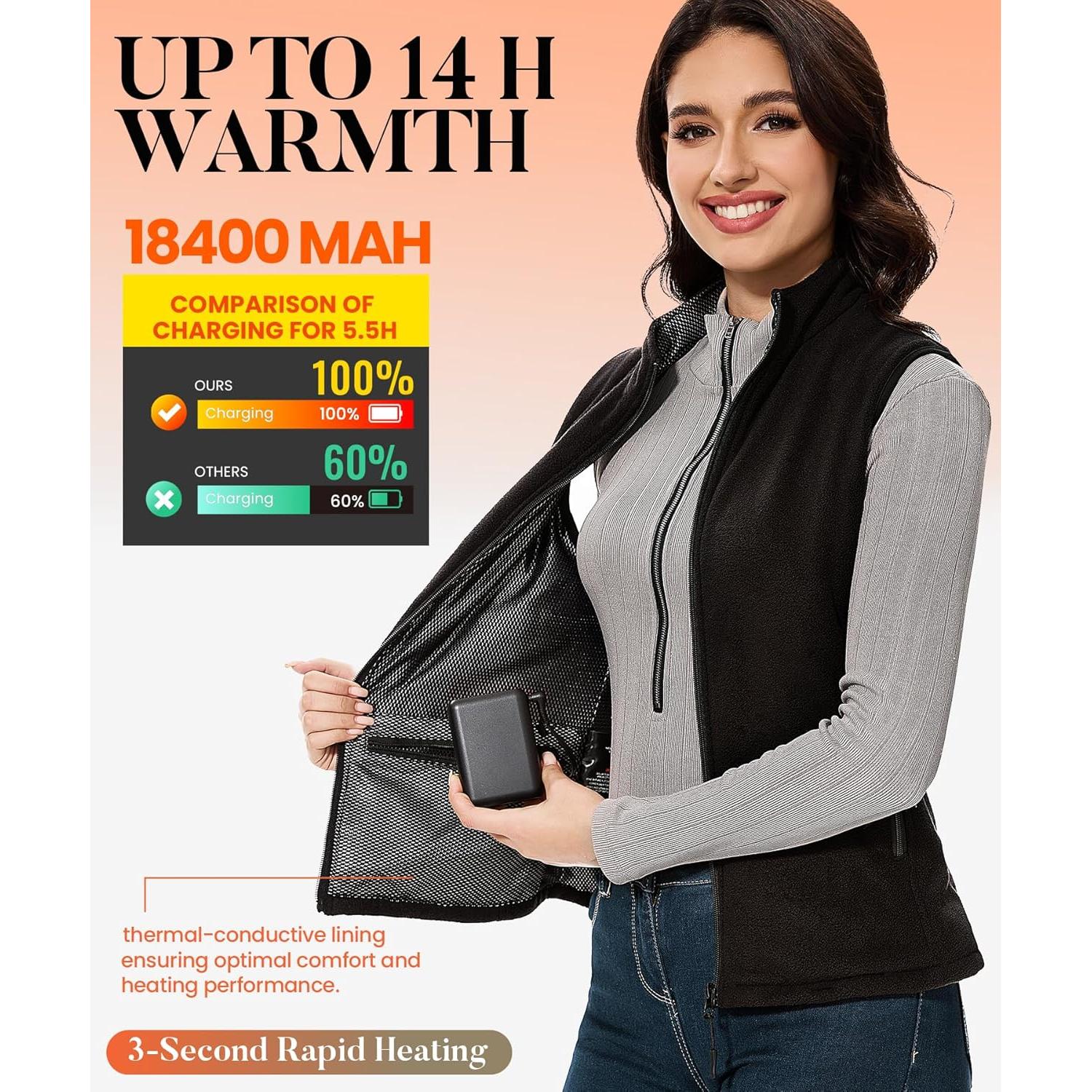 Chaleco Térmico para Mujeres R-TAX RTAX-018A Forro Polar 8 Zonas