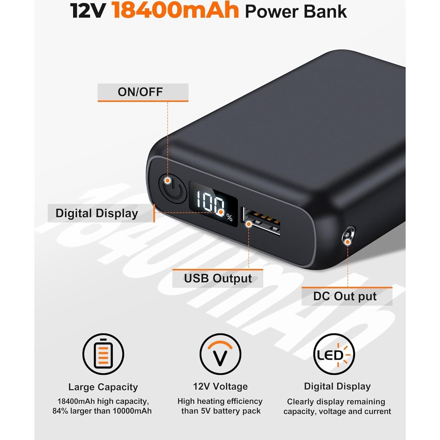 Chaqueta Calefaccionada Hecusma Rtax-018a 12V 18400mAh Hombre