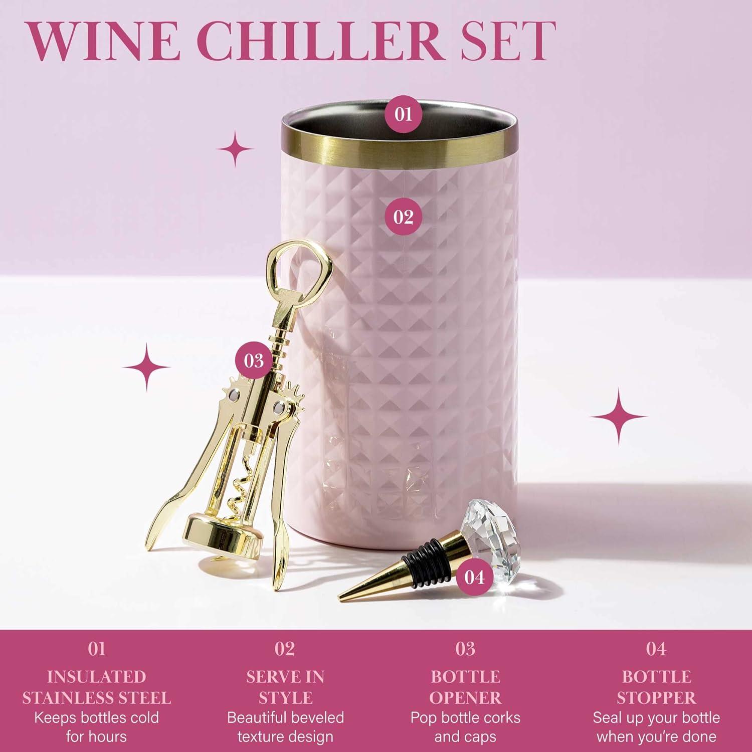 Set Enfriador de Vino Paris Hilton 3 Piezas Rosa