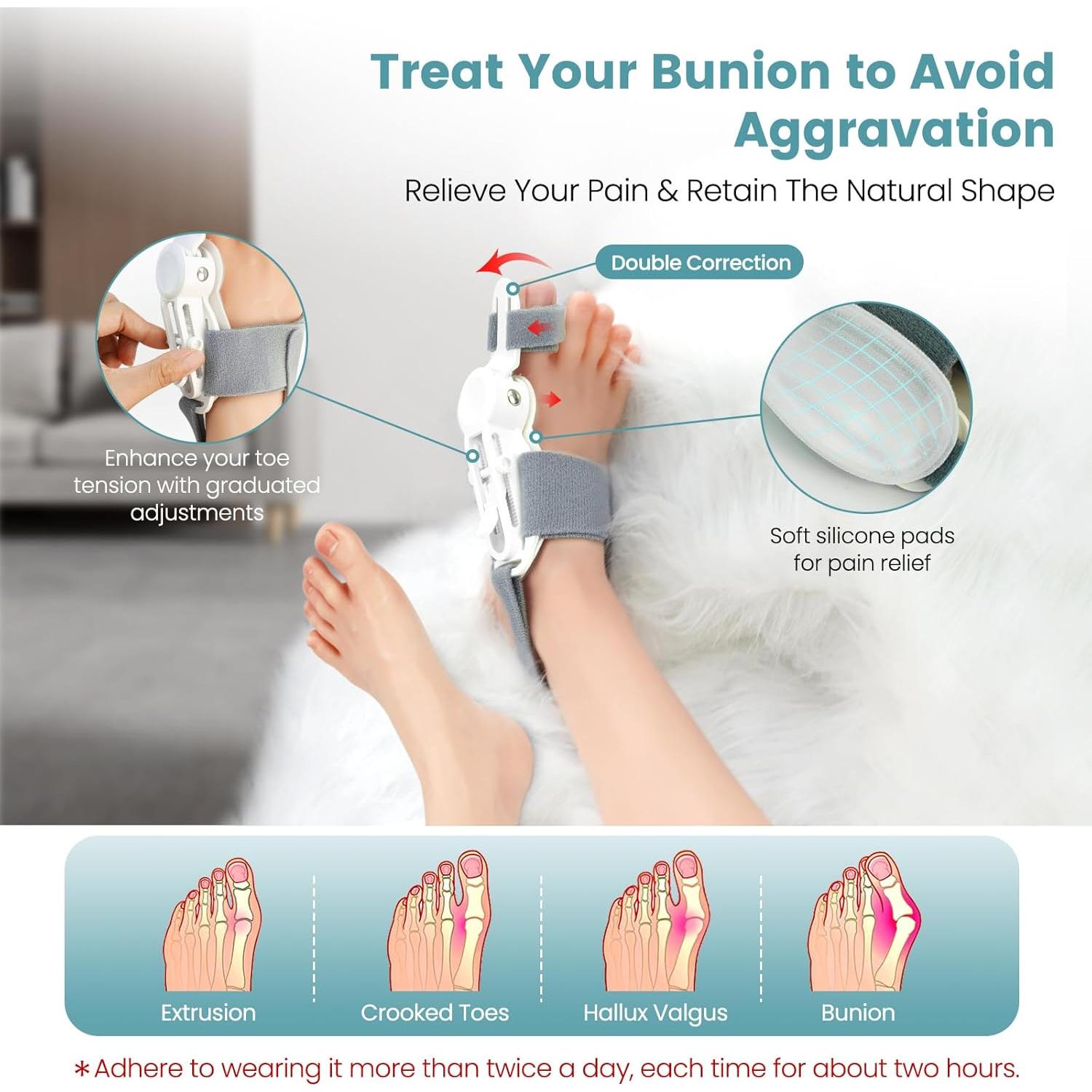 Corrector de Juanetes LEMEUR Ajustable con Almohadilla de Silicona