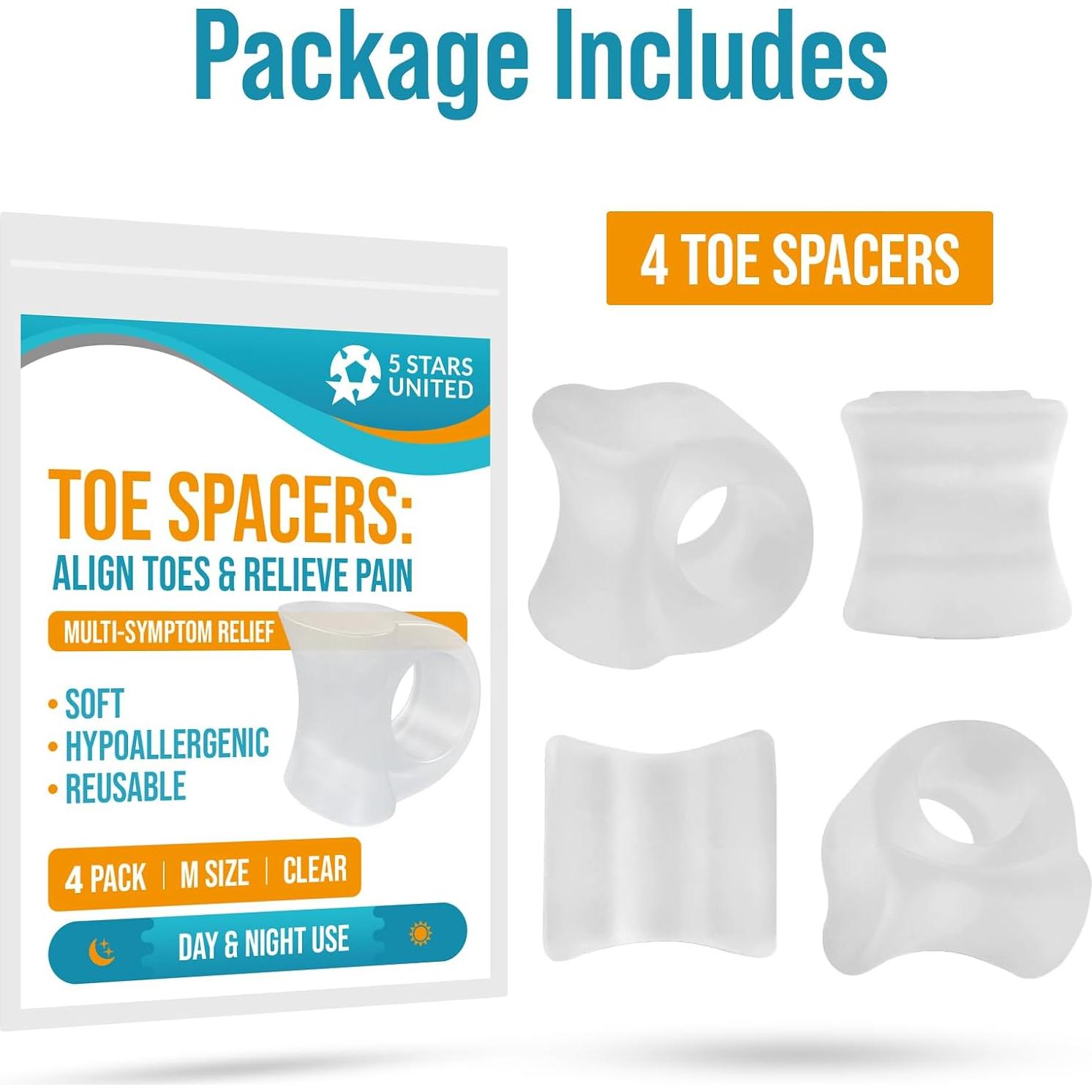 Separadores de Dedos del Pie 5 STARS UNITED - 4 Piezas Gel