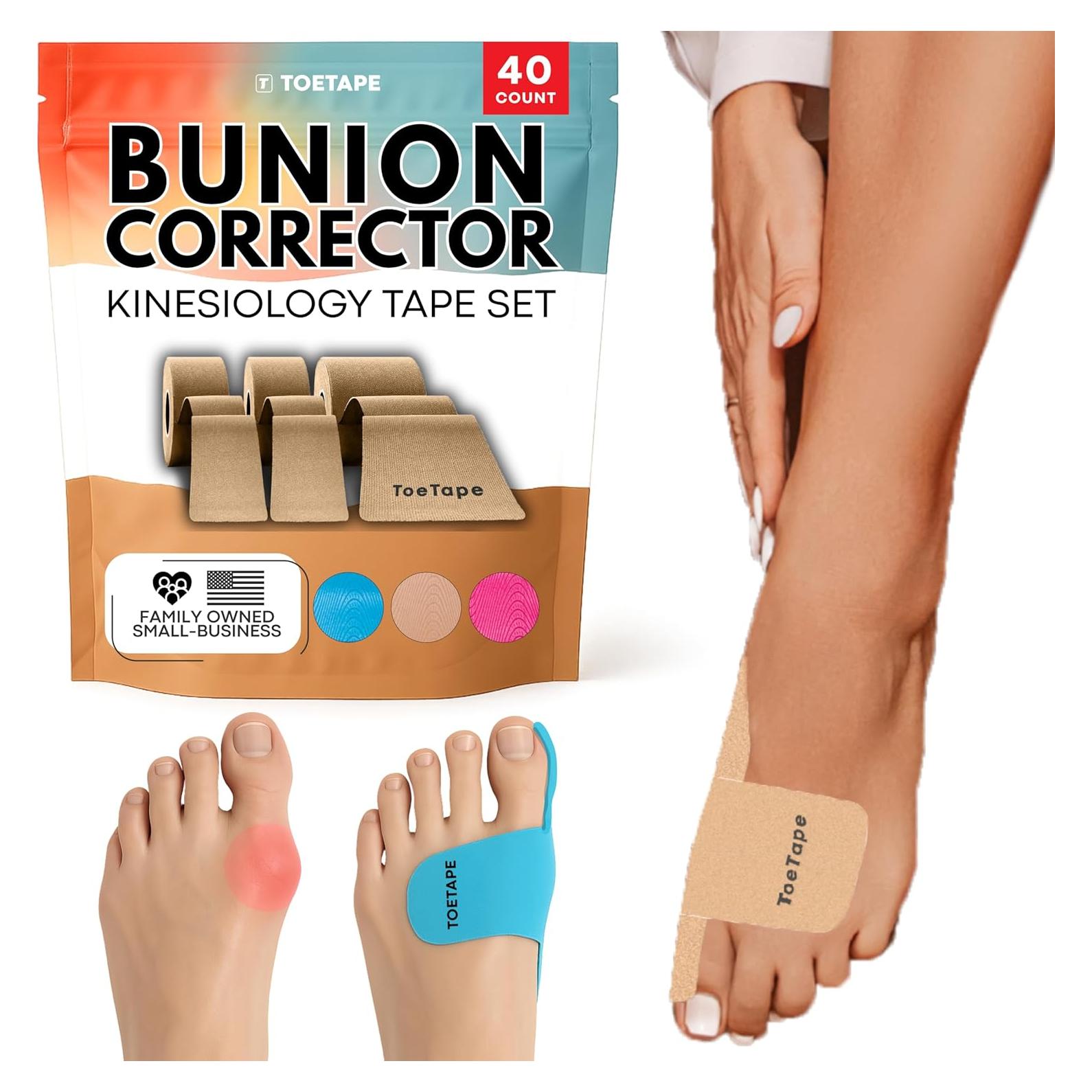 Corrector de Juanetes y Cinta Kinesiotape TWILL 80 Piezas