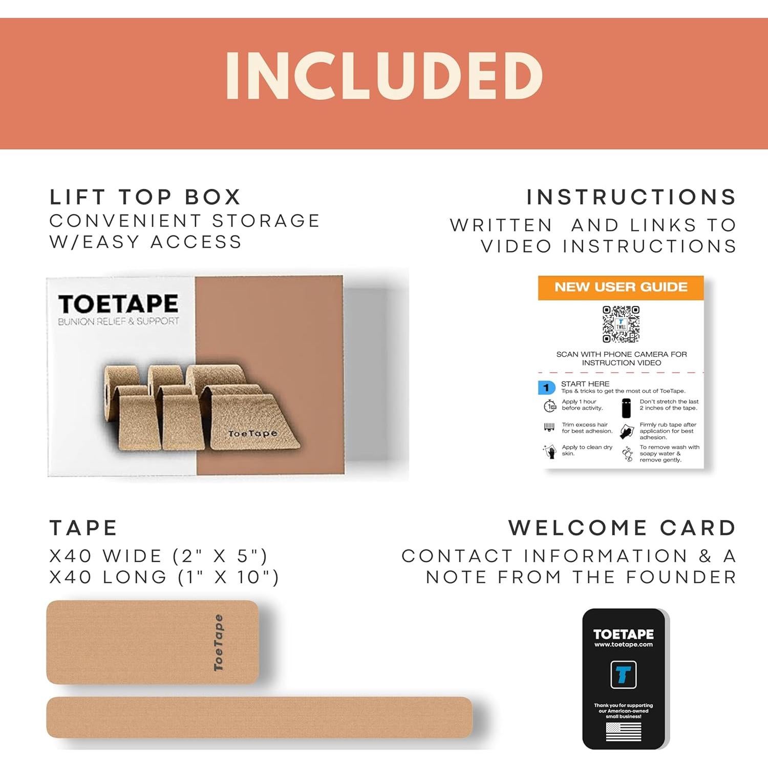 Corrector de Juanetes y Cinta Kinesiotape TWILL 80 Piezas