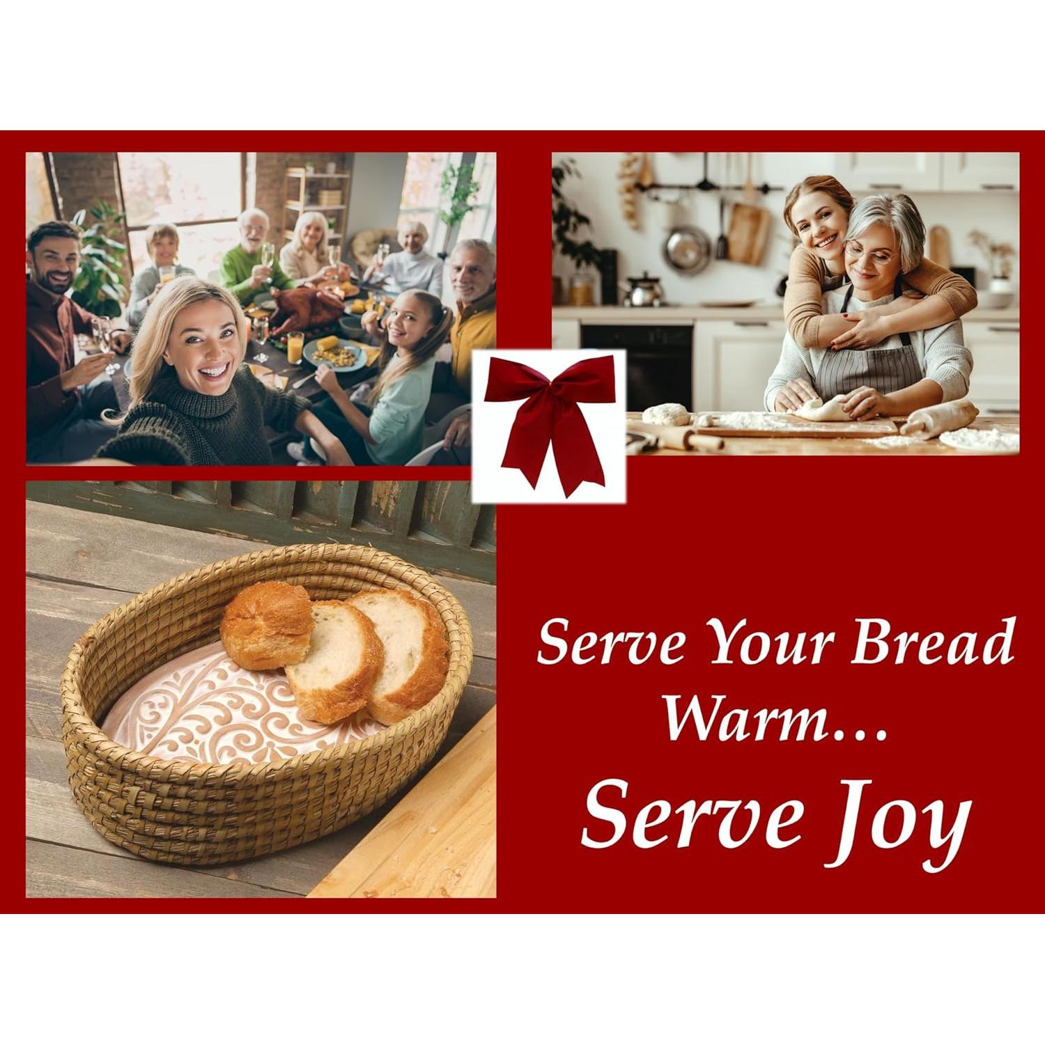 Cesta Calentadora de Pan HofArtisan Ovalada Terracota 31.75 cm